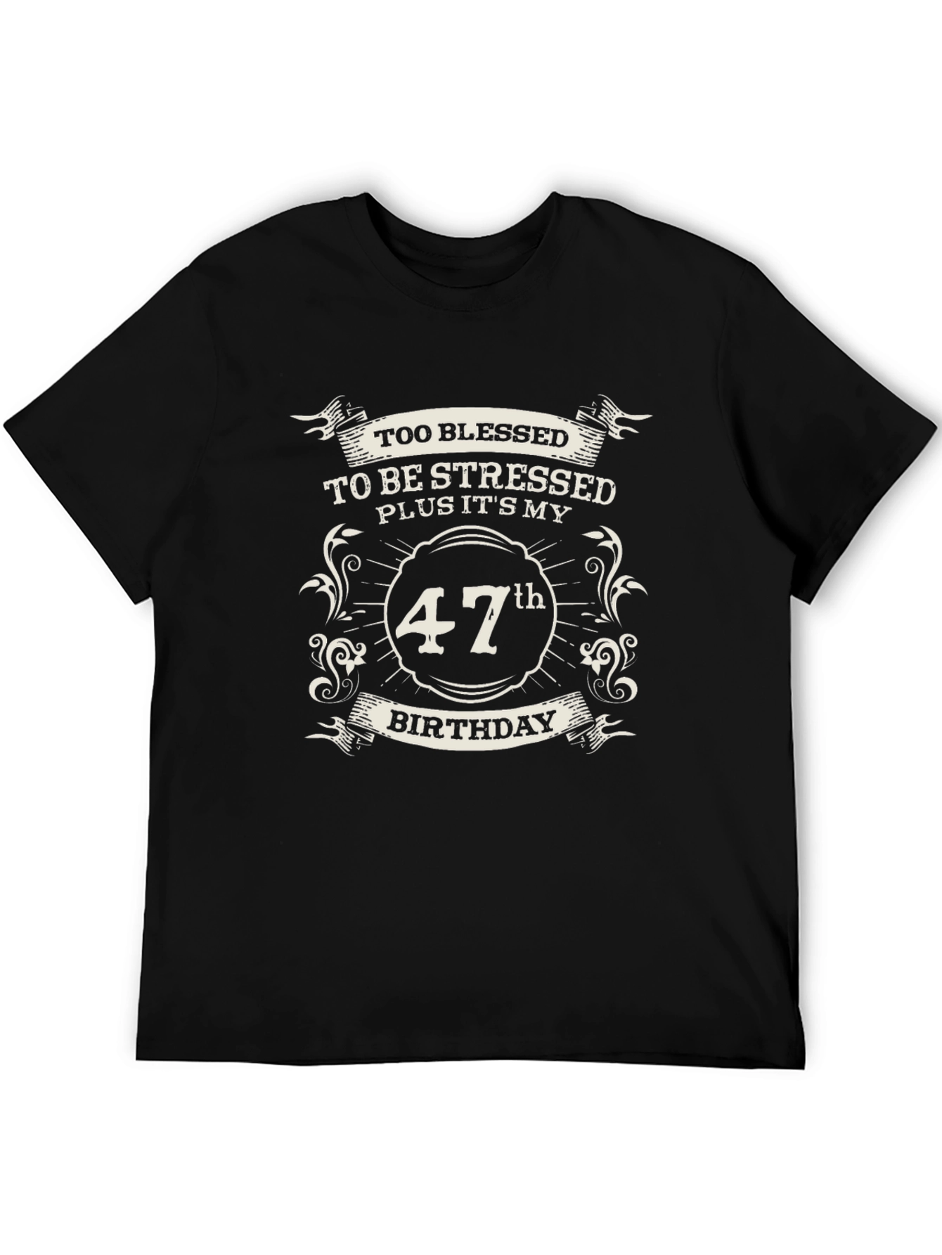 47th Birthday T-Shirt - Blessed & Stressed