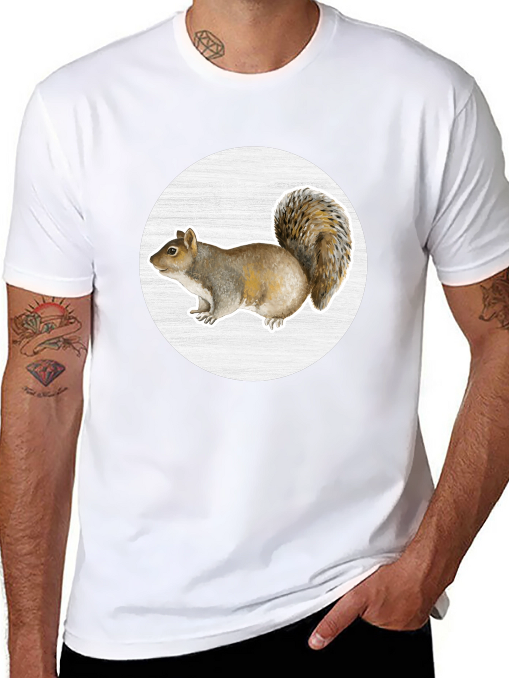 Squirrel Graphic Print Crew Neck T-Shirt