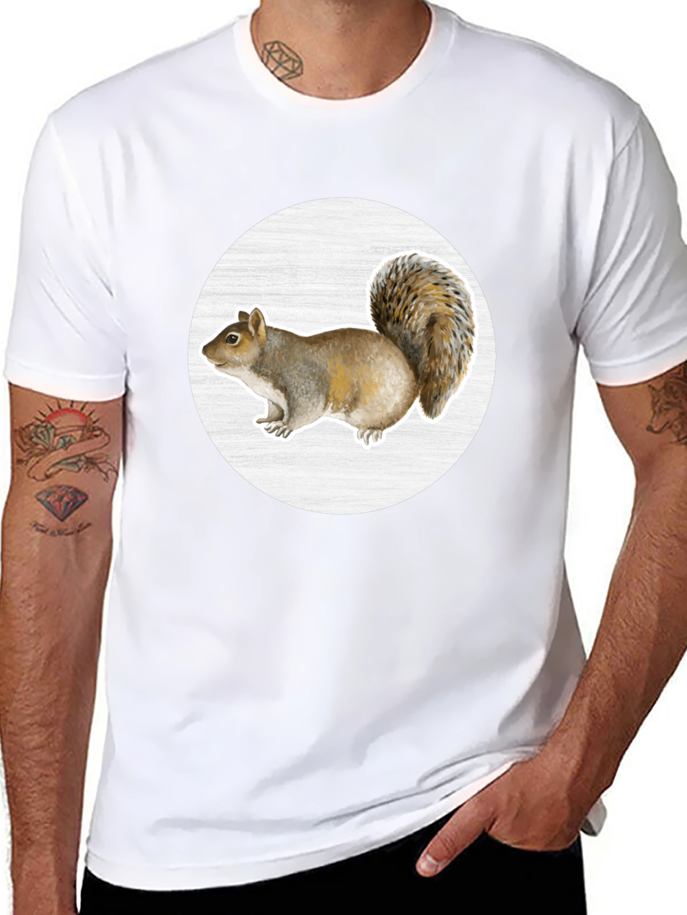 Squirrel Graphic Print Crew Neck T-Shirt