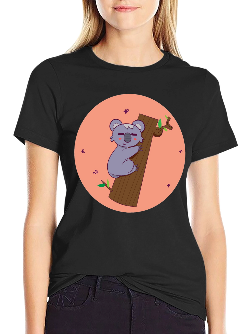 Koala Hugging Tree T-Shirt - Cute Cartoon Design