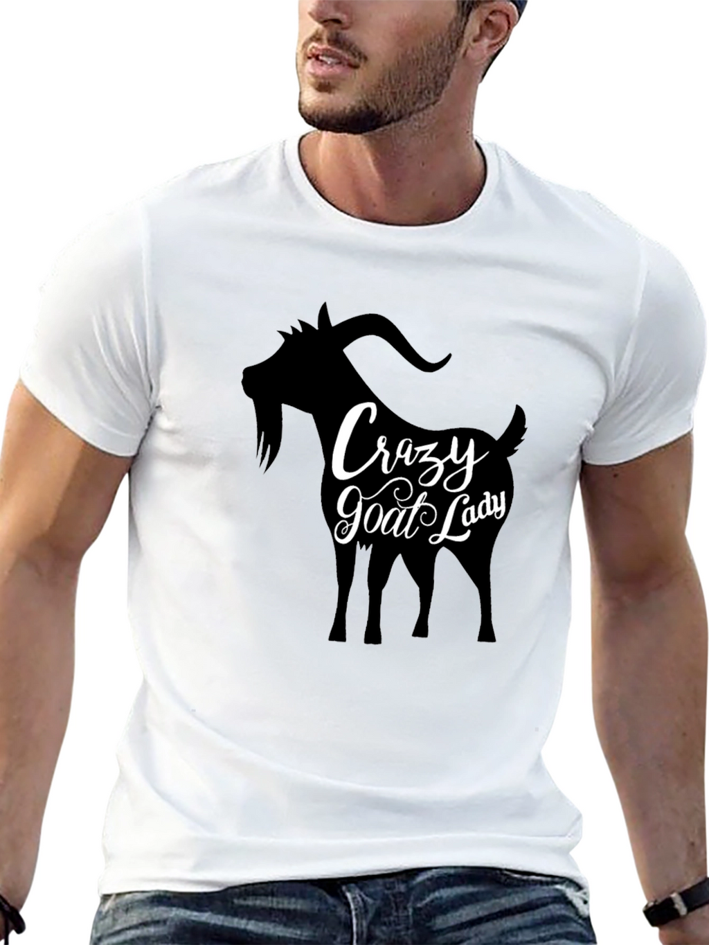 Crazy Goat Lady T-Shirt - Black Crew Neck Tee