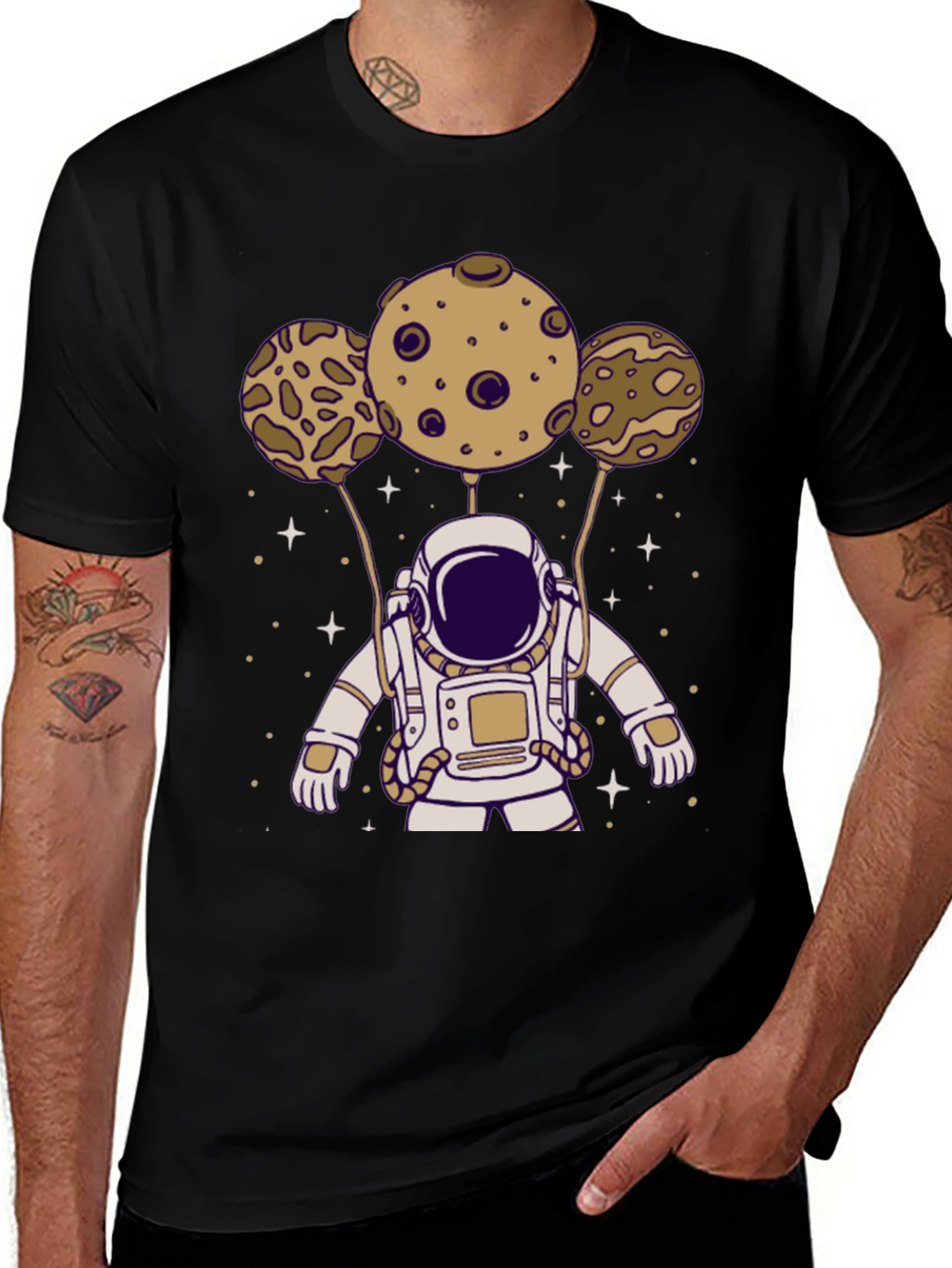 Astronaut Planets Graphic Tee - Black