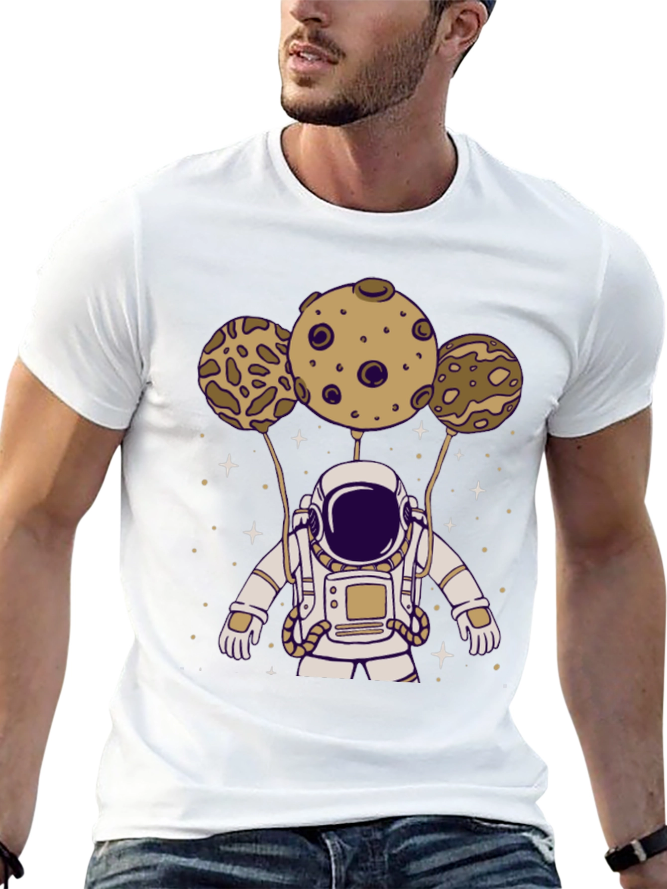 Astronaut Planets Graphic Tee - Black