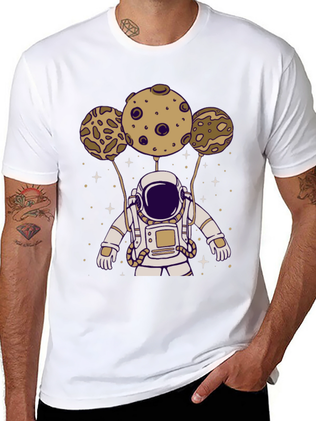 Astronaut Planets Graphic Tee - Black