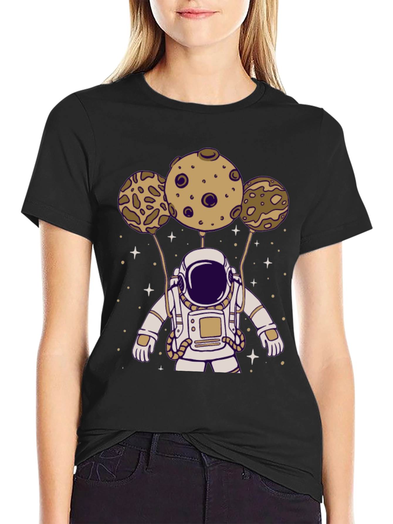 Astronaut Planets Graphic Tee - Black