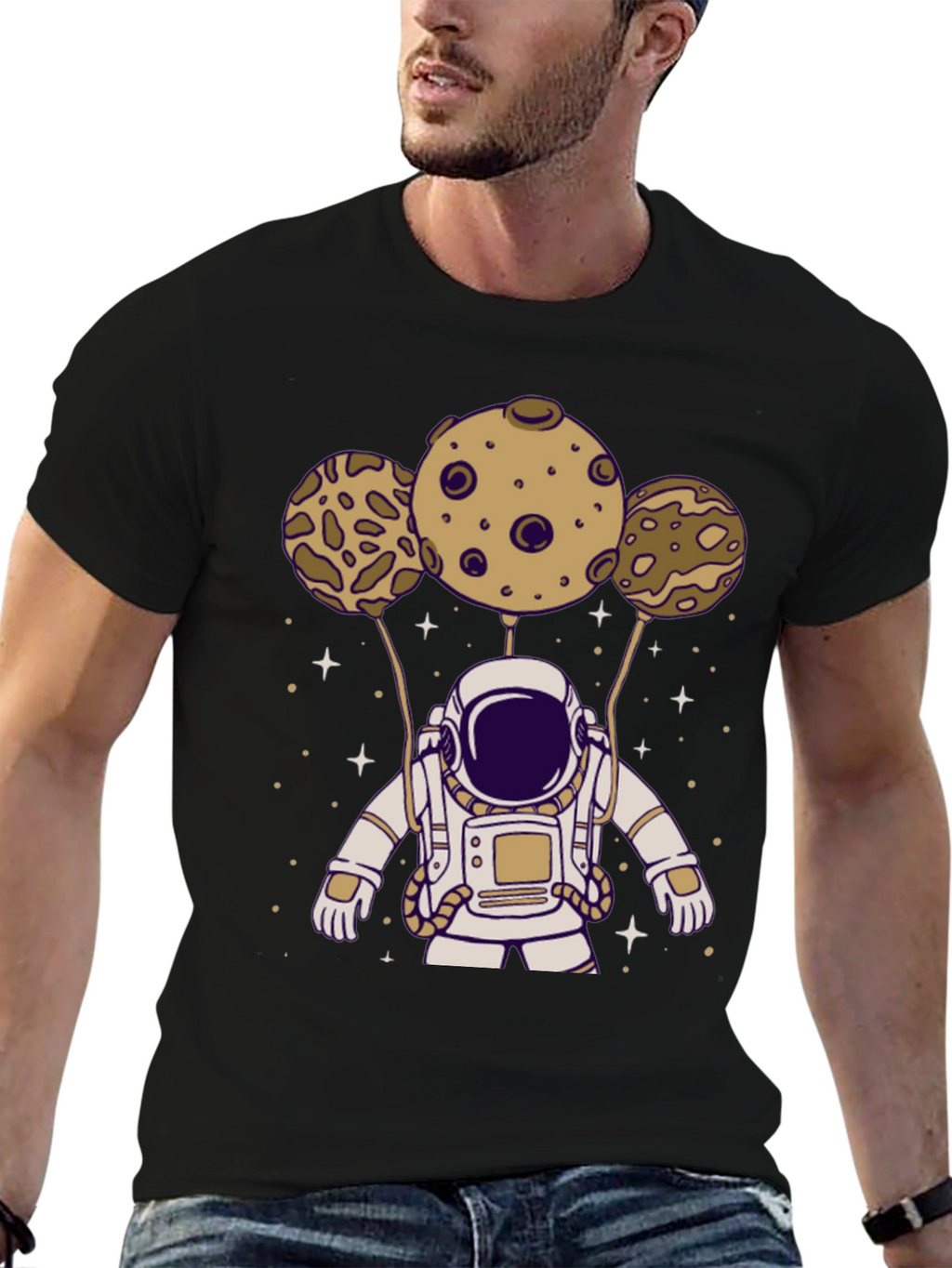 Astronaut Planets Graphic Tee - Black