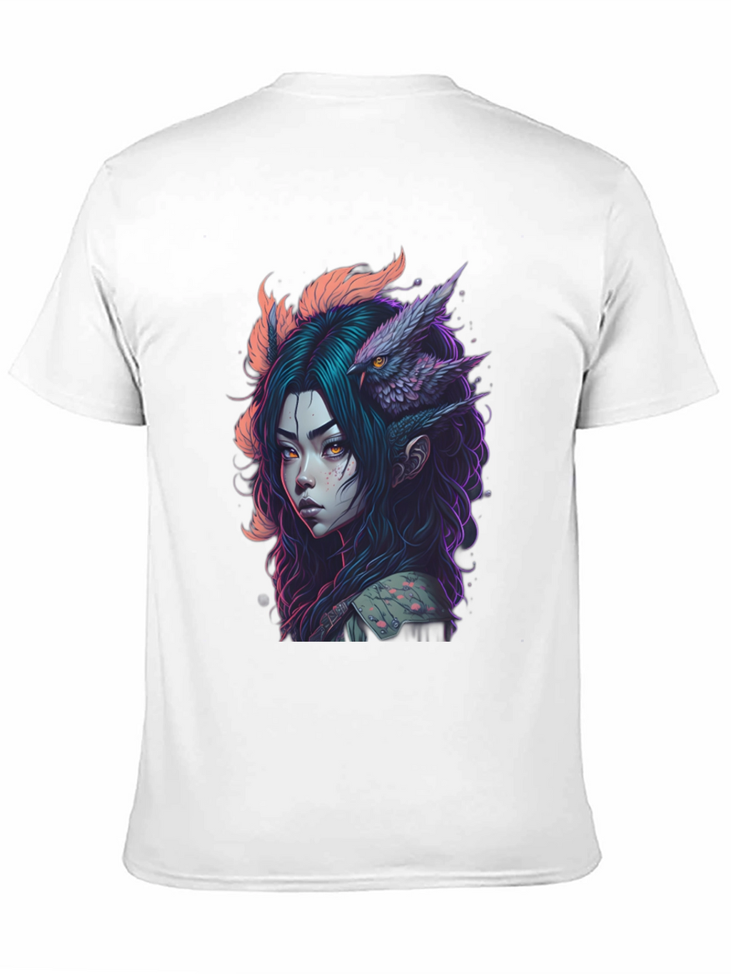Fantasy Owl Girl Graphic Tee - Black