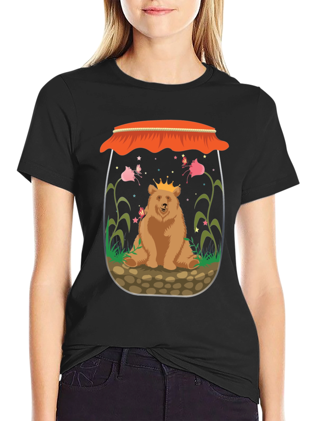Bear in a Jar Graphic Tee - Unisex Black T-Shirt