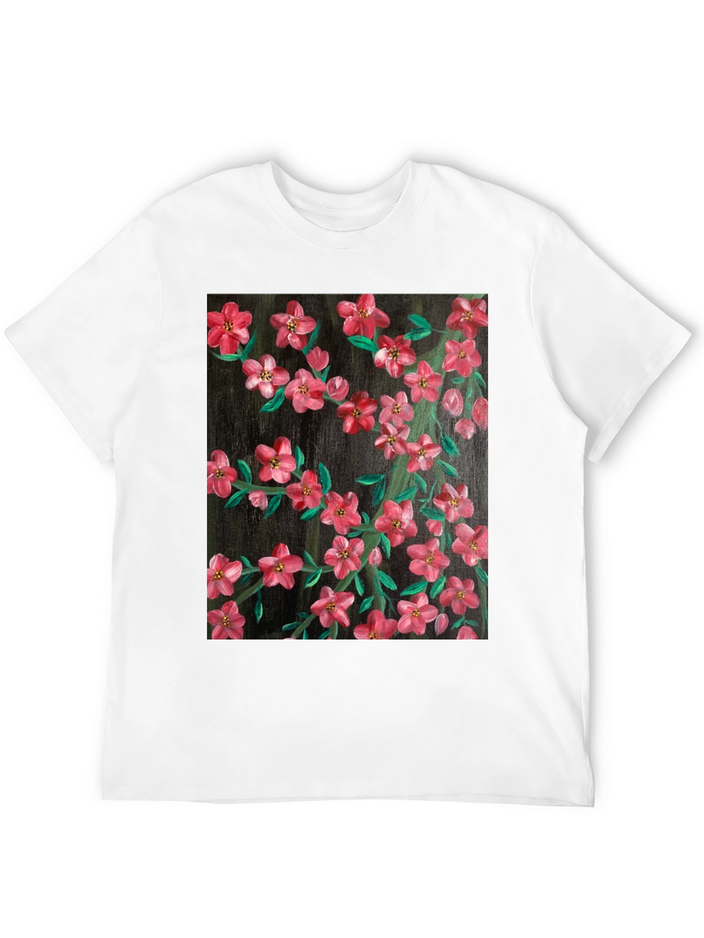 Floral Art Black T-Shirt - Stylish Nature Print