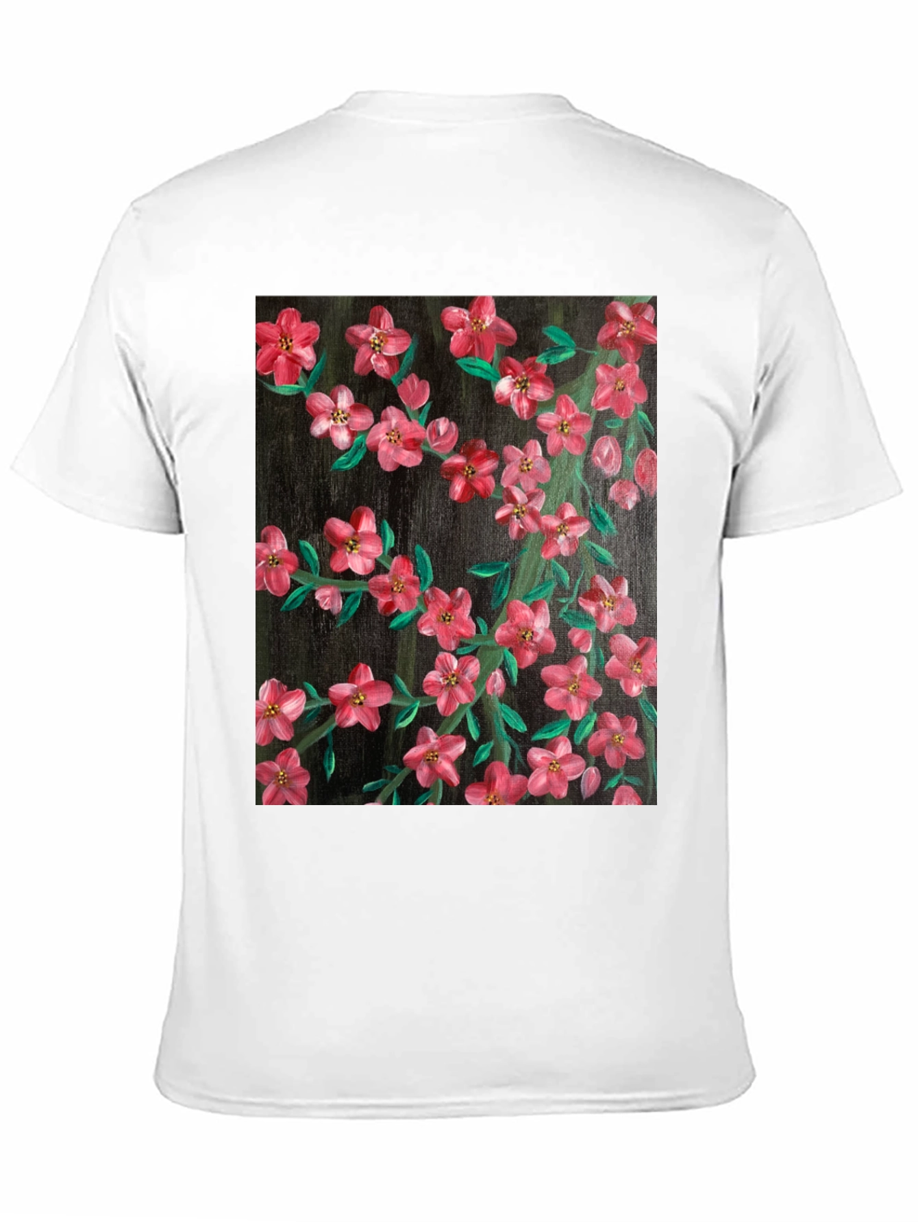 Floral Art Black T-Shirt - Stylish Nature Print