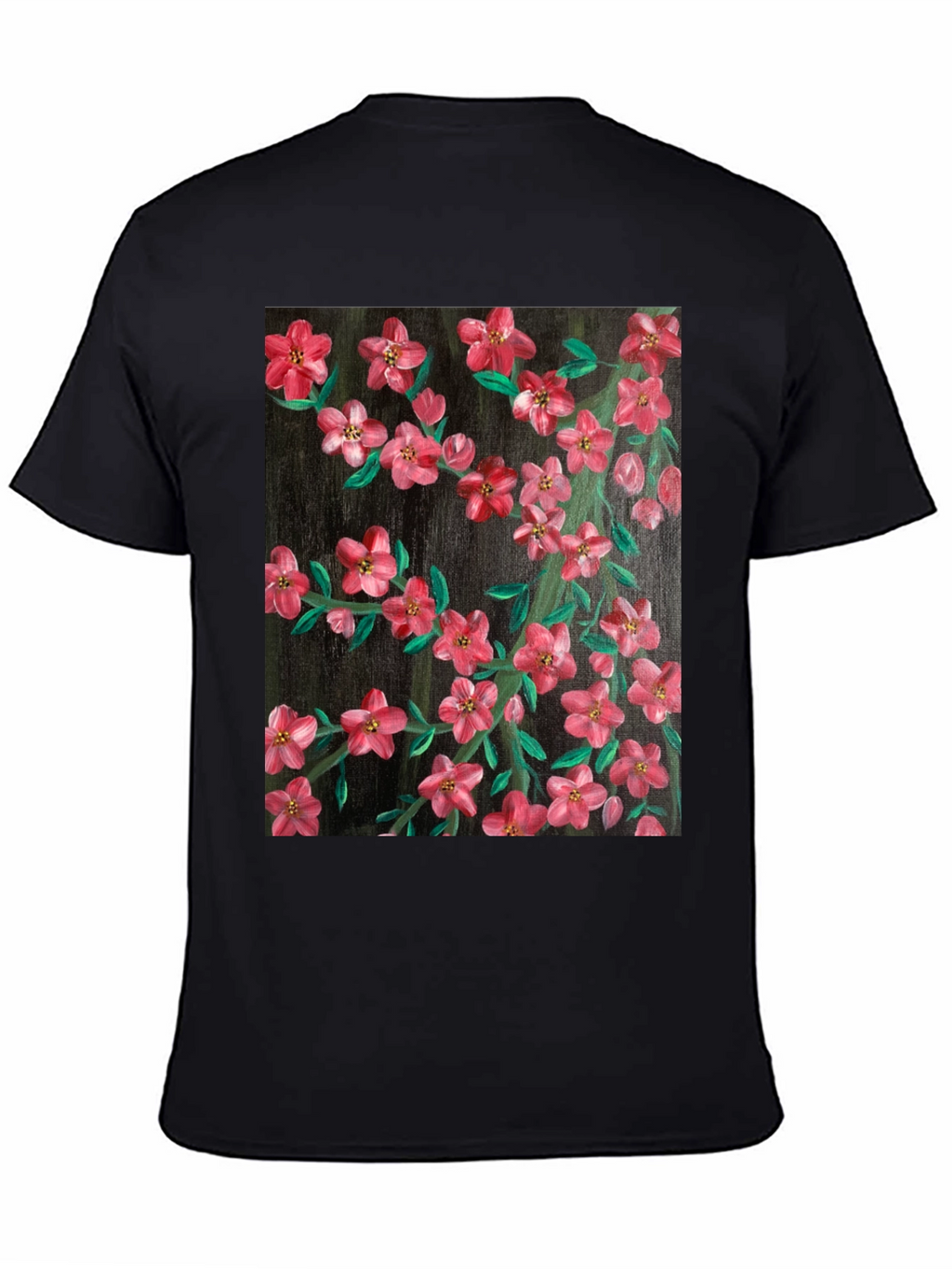 Floral Art Black T-Shirt - Stylish Nature Print