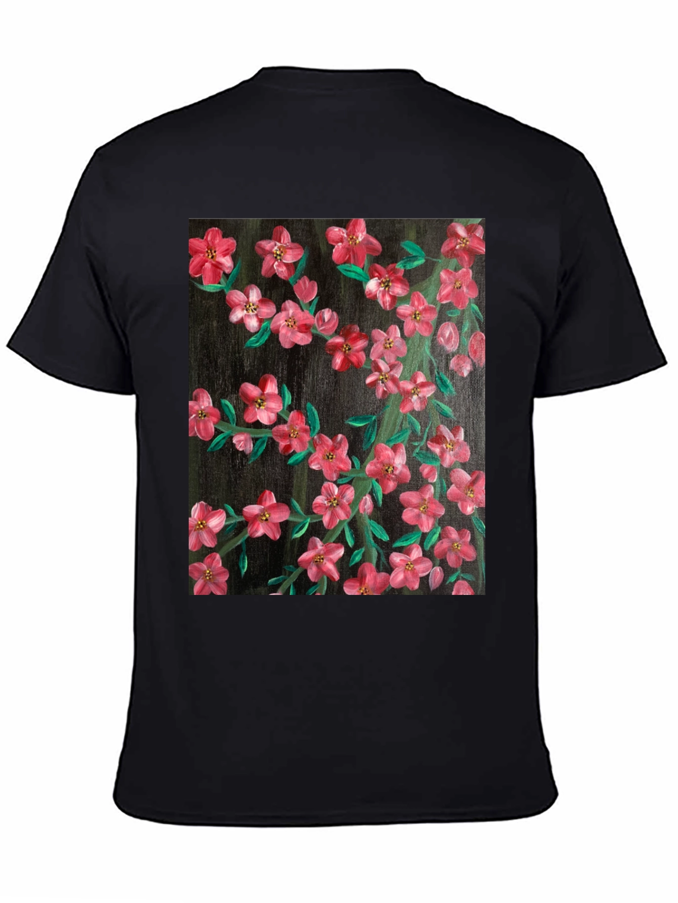 Floral Art Black T-Shirt - Stylish Nature Print