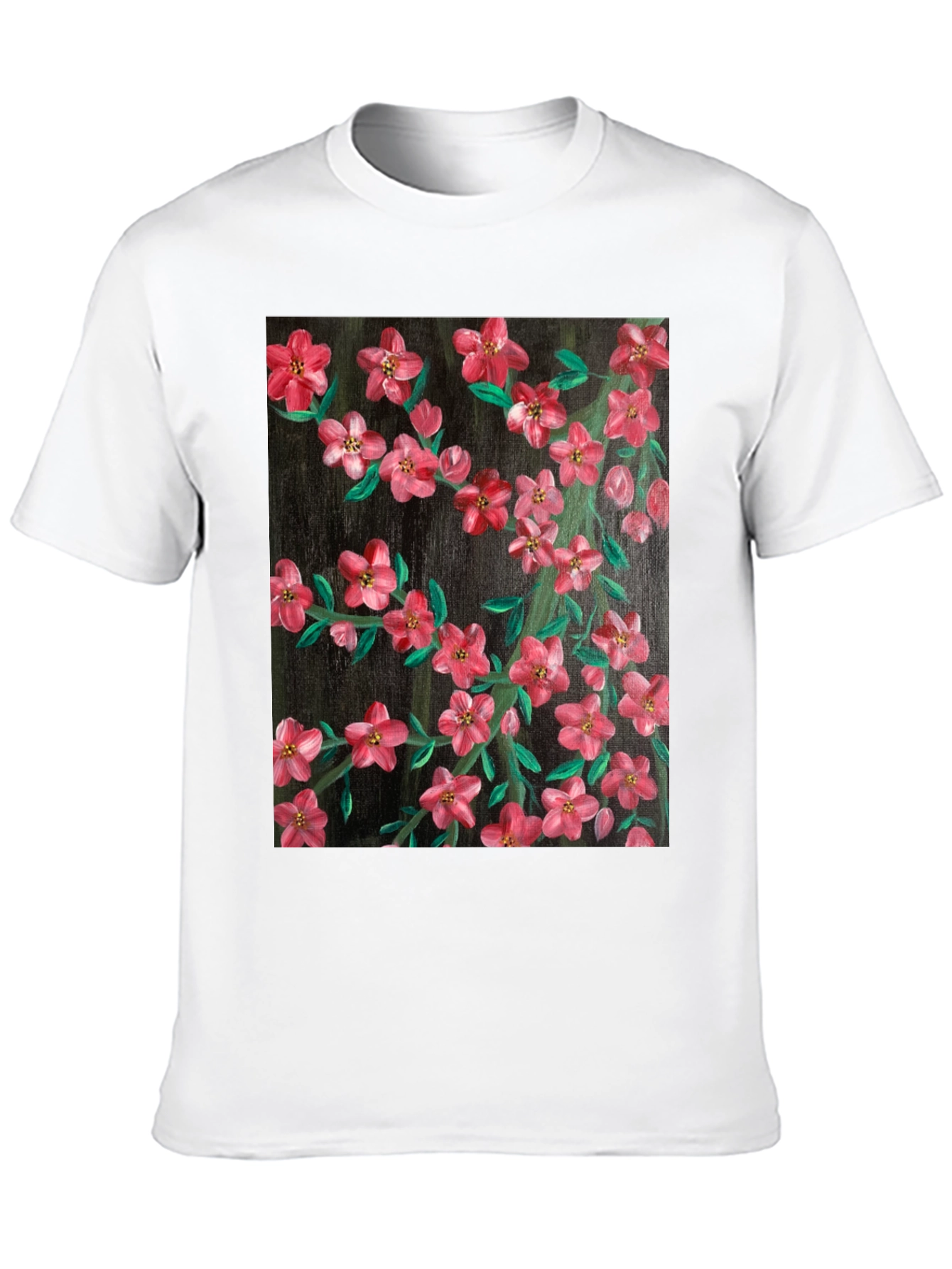 Floral Art Black T-Shirt - Stylish Nature Print