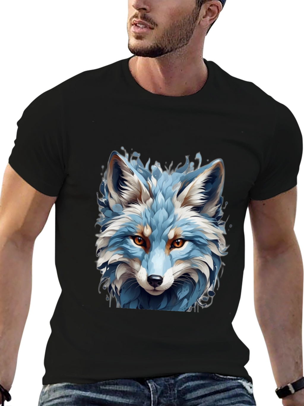 Blue Fox Graphic Tee - Cool Animal Print Shirt
