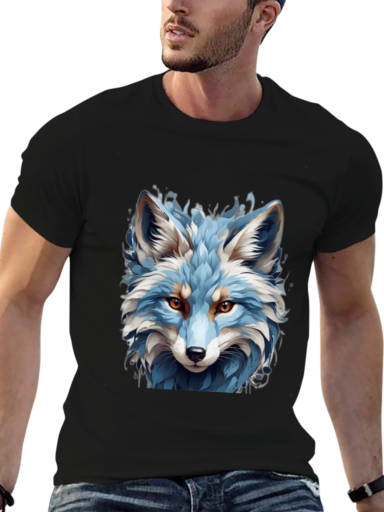 Blue Fox Graphic Tee - Cool Animal Print Shirt