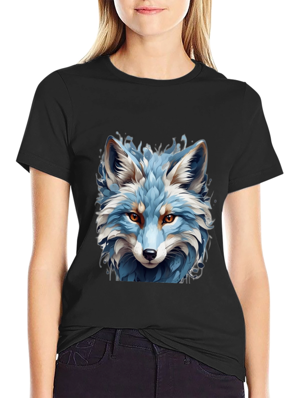Blue Fox Graphic Tee - Cool Animal Print Shirt