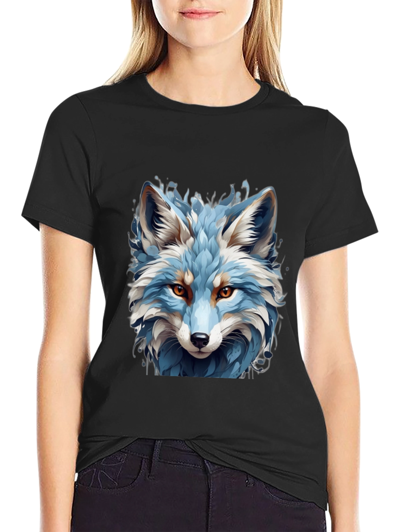 Blue Fox Graphic Tee - Cool Animal Print Shirt