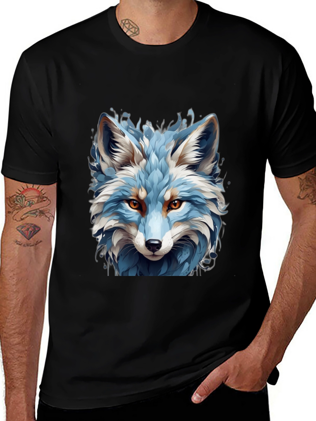 Blue Fox Graphic Tee - Cool Animal Print Shirt