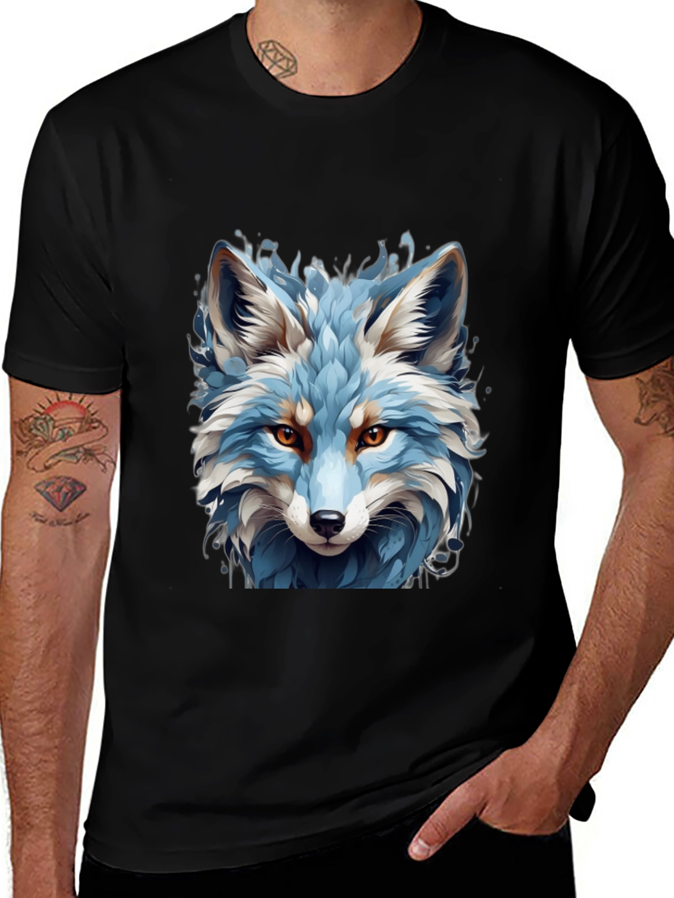 Blue Fox Graphic Tee - Cool Animal Print Shirt
