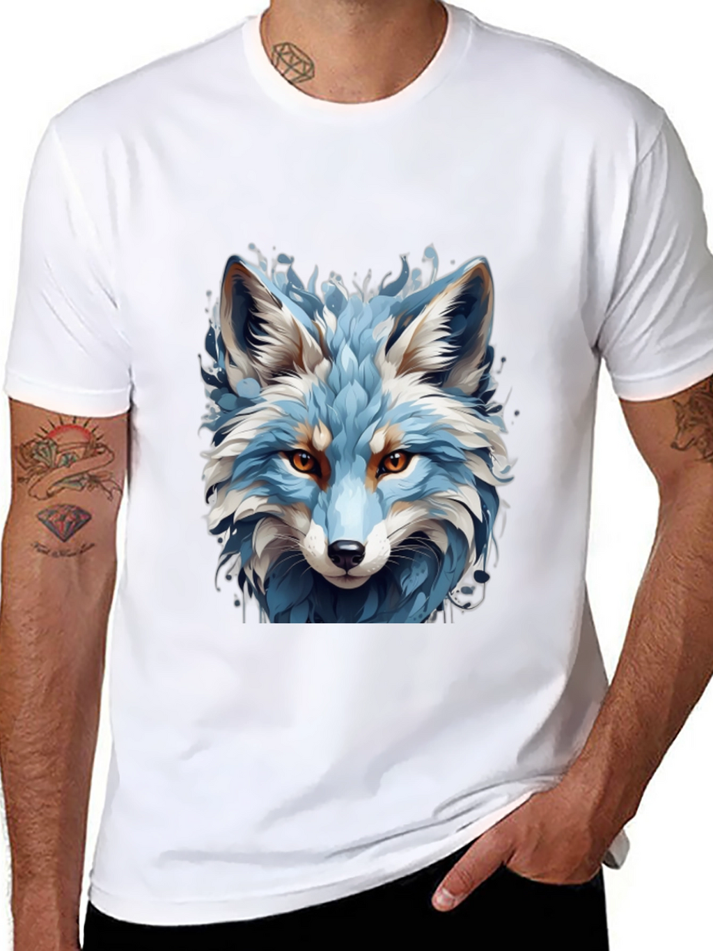 Blue Fox Graphic Tee - Cool Animal Print Shirt