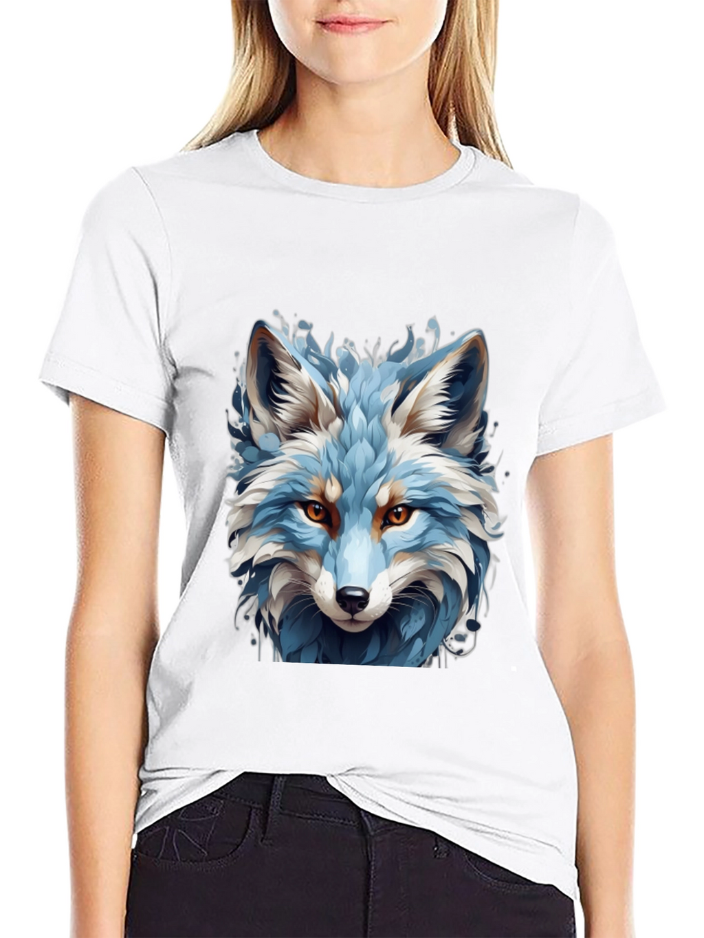 Blue Fox Graphic Tee - Cool Animal Print Shirt