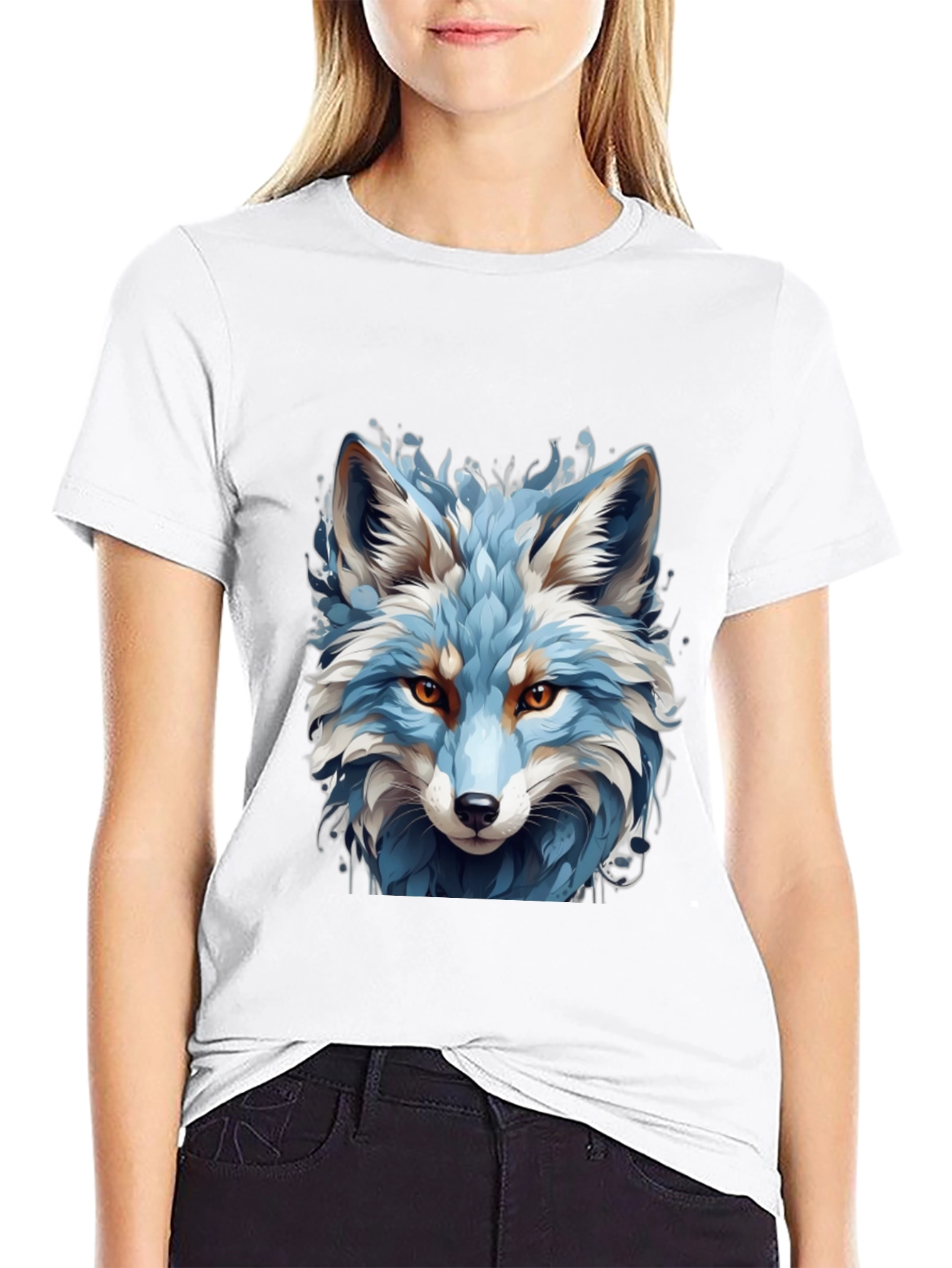 Blue Fox Graphic Tee - Cool Animal Print Shirt