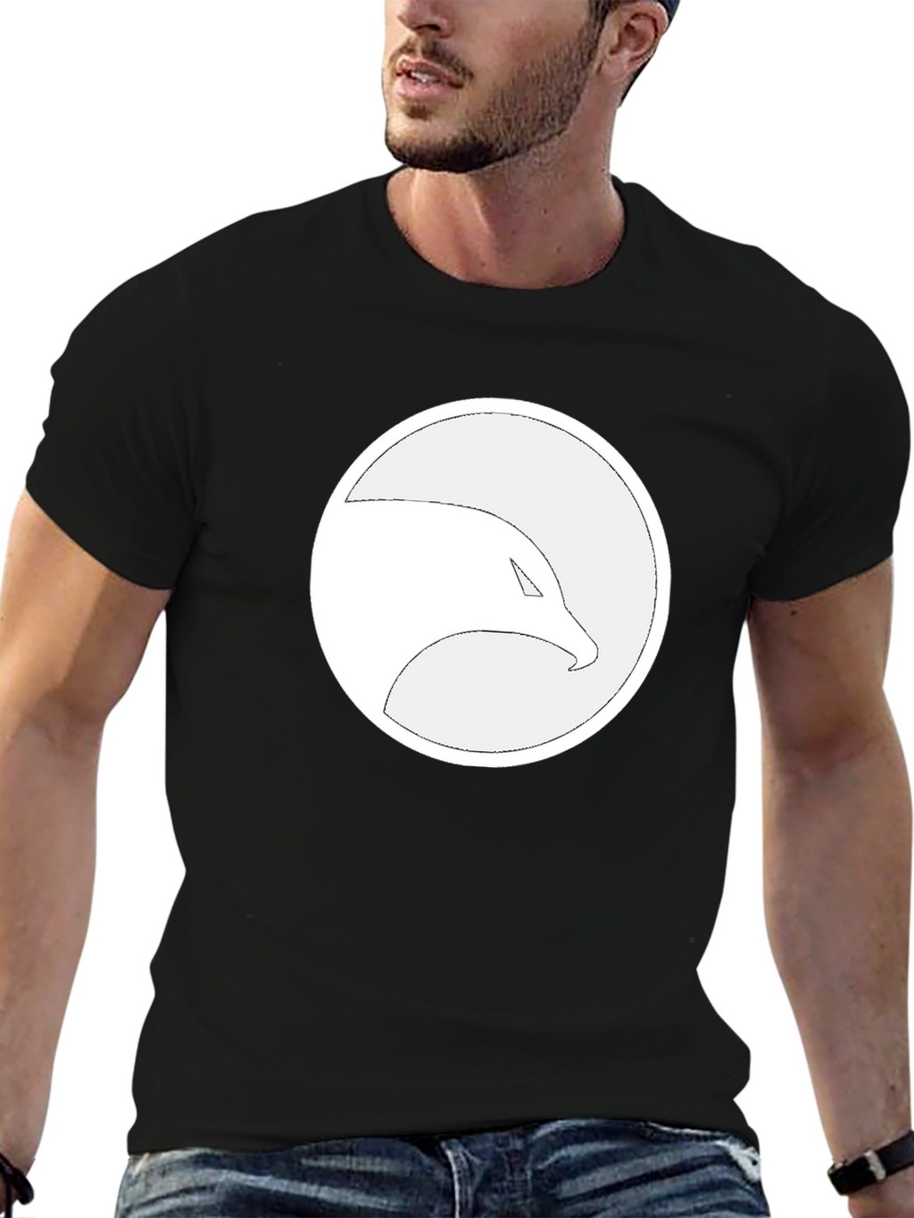 Eagle Logo Graphic Print Black T-Shirt