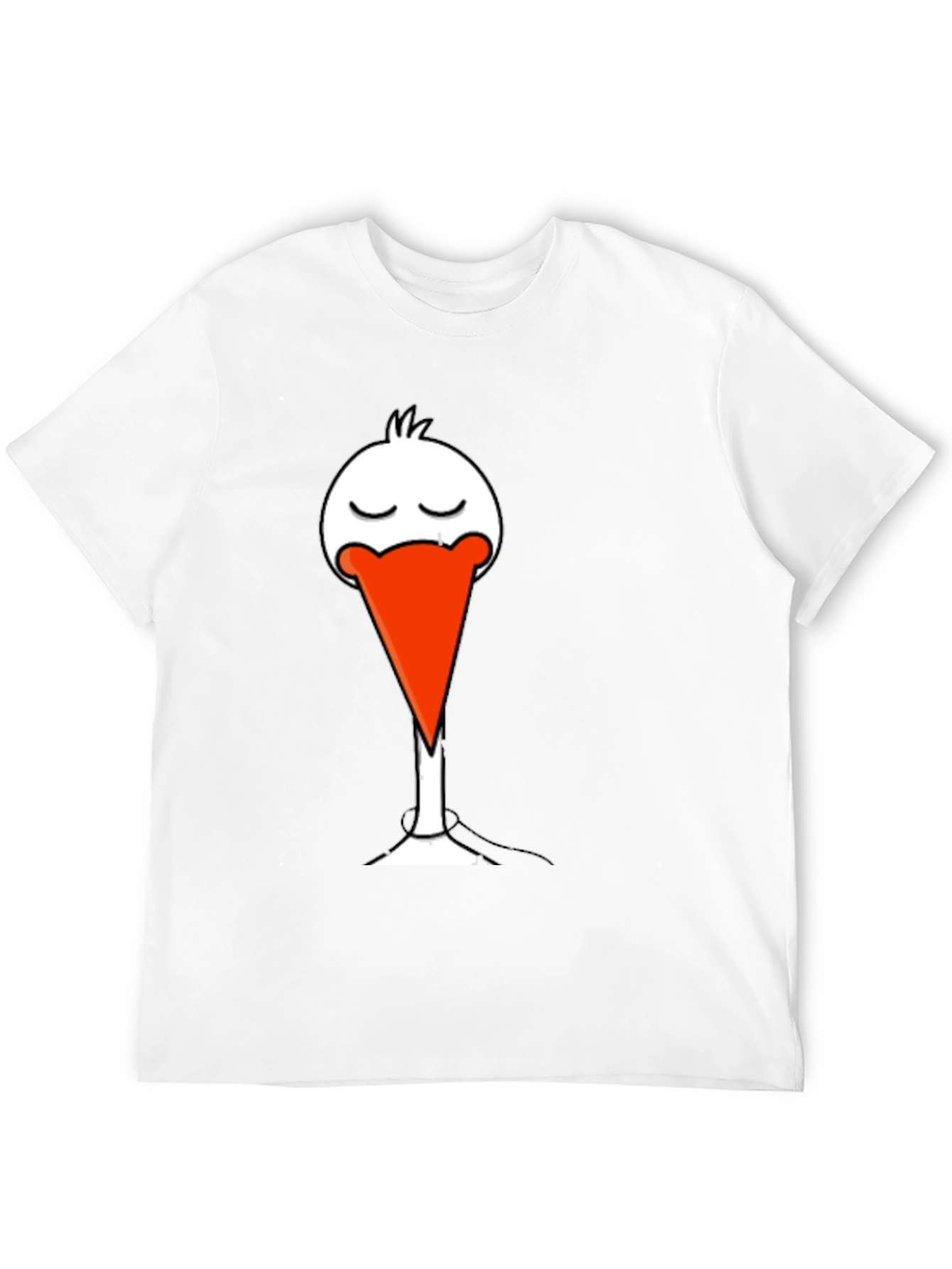 Black T-Shirt with Funny Stork Graphic Print