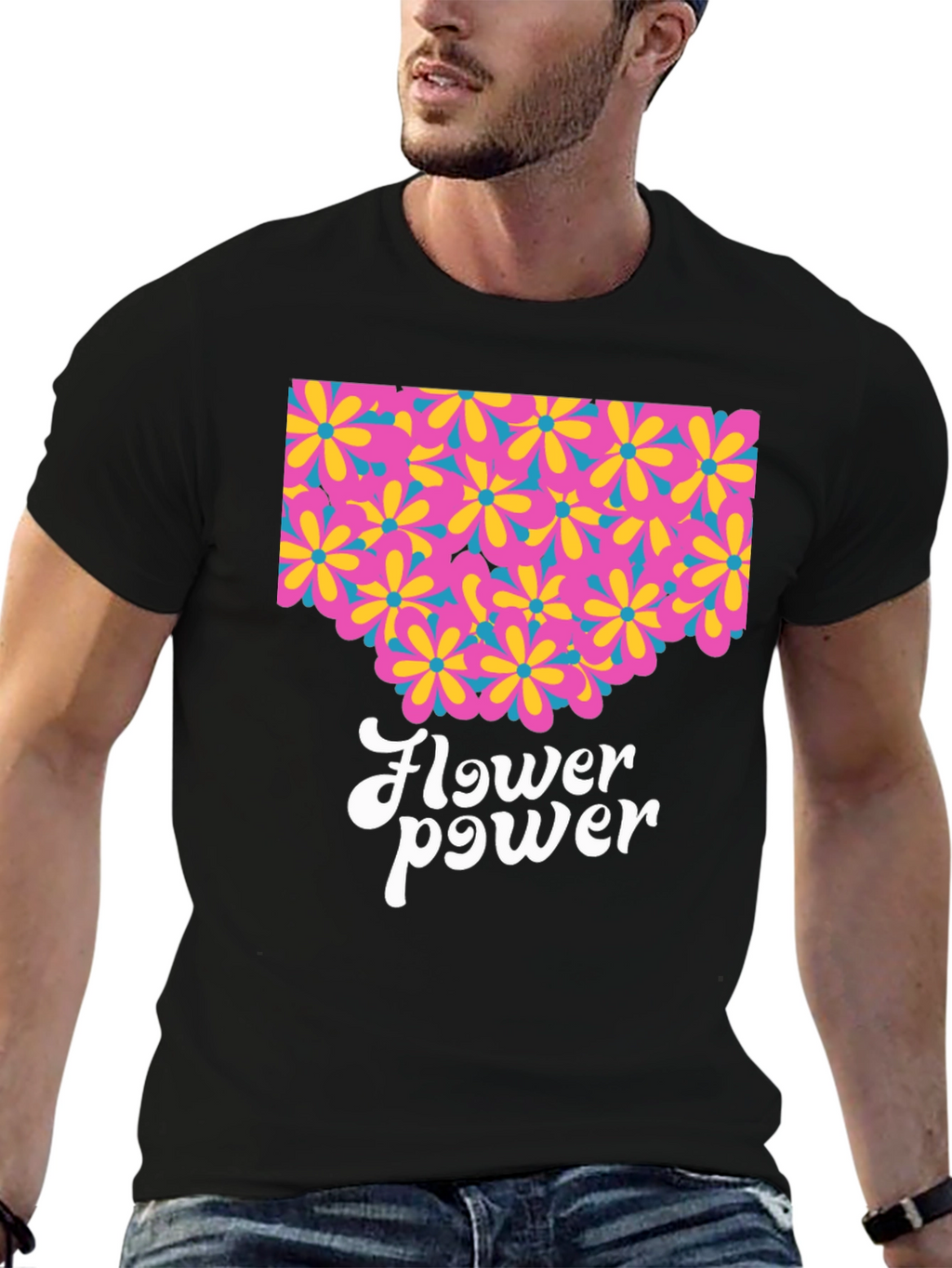 Retro Flower Power Graphic T-Shirt