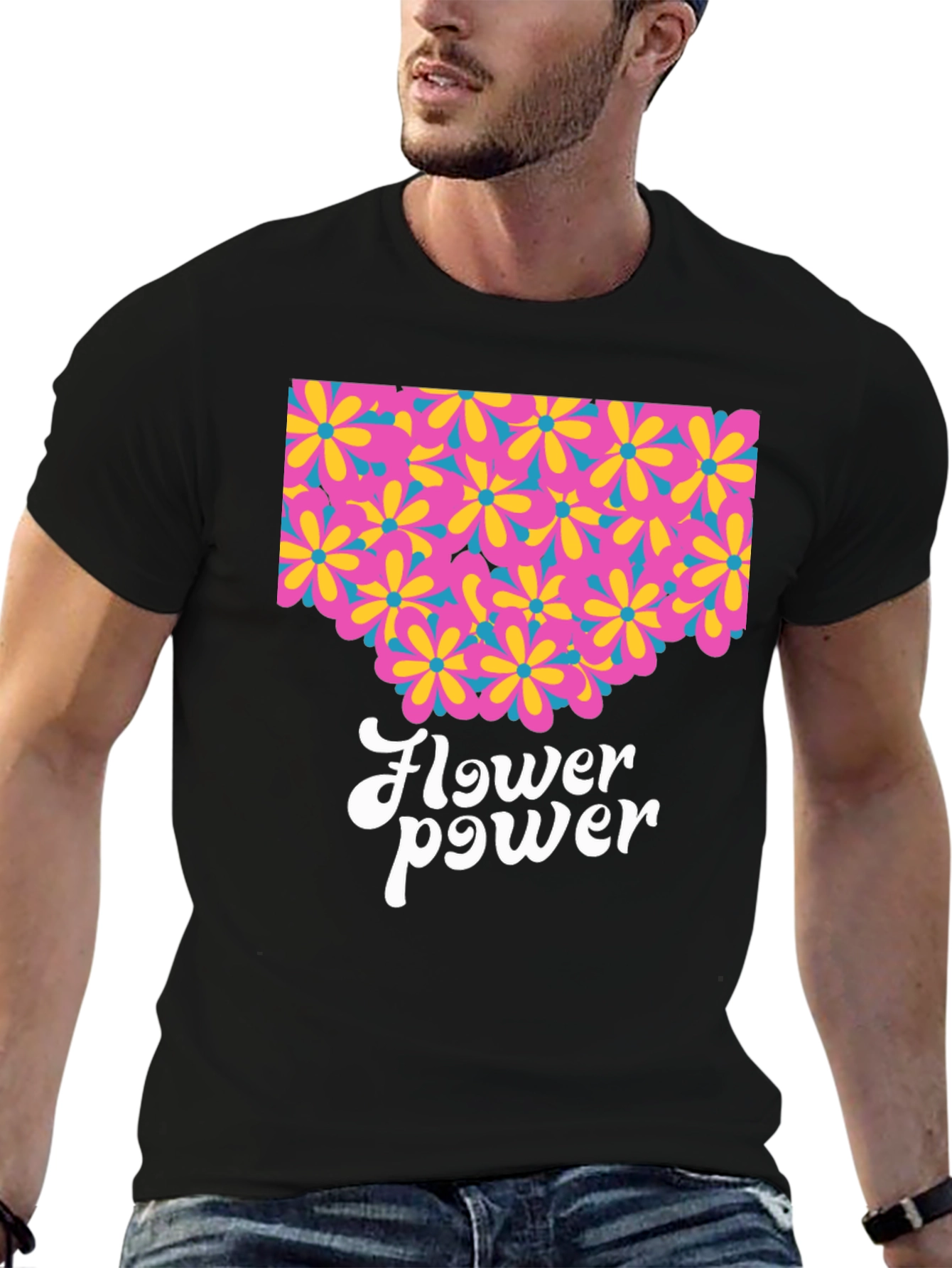 Retro Flower Power Graphic T-Shirt