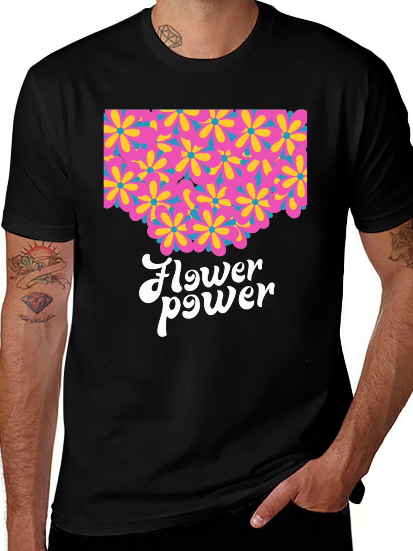 Retro Flower Power Graphic T-Shirt