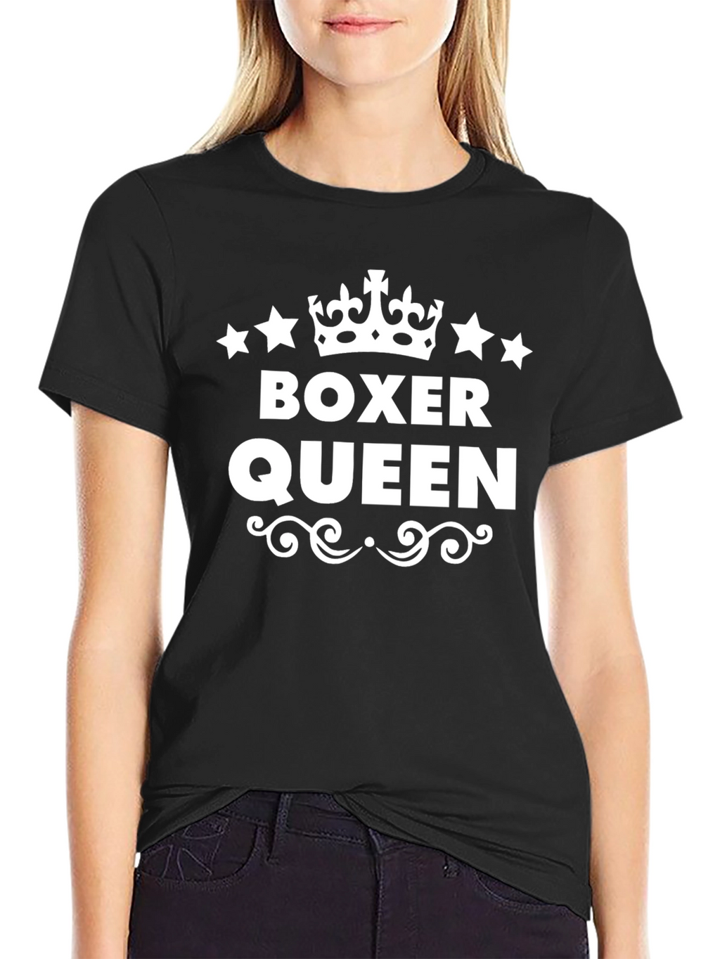 Boxer Queen Graphic Tee - Black Cotton Shirt