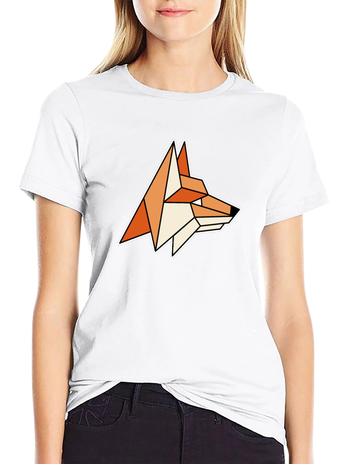 Geometric Fox Graphic Tee - Modern Animal Design