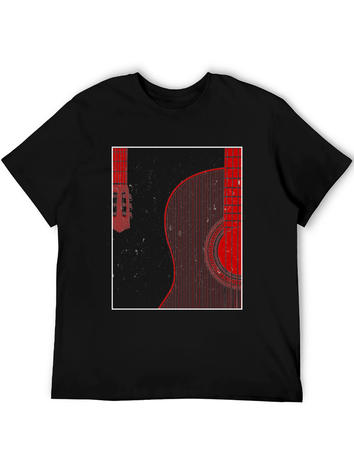 Guitar Graphic Print Mens Black T-Shirt