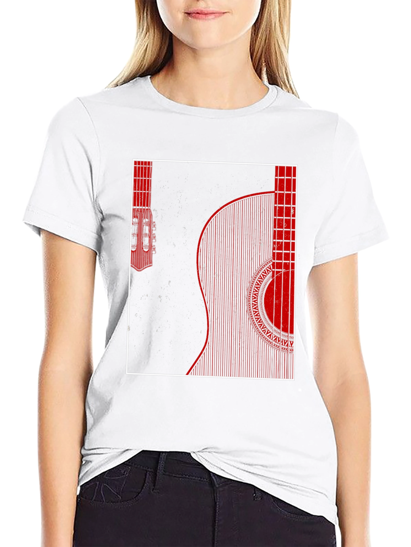 Guitar Graphic Print Mens Black T-Shirt