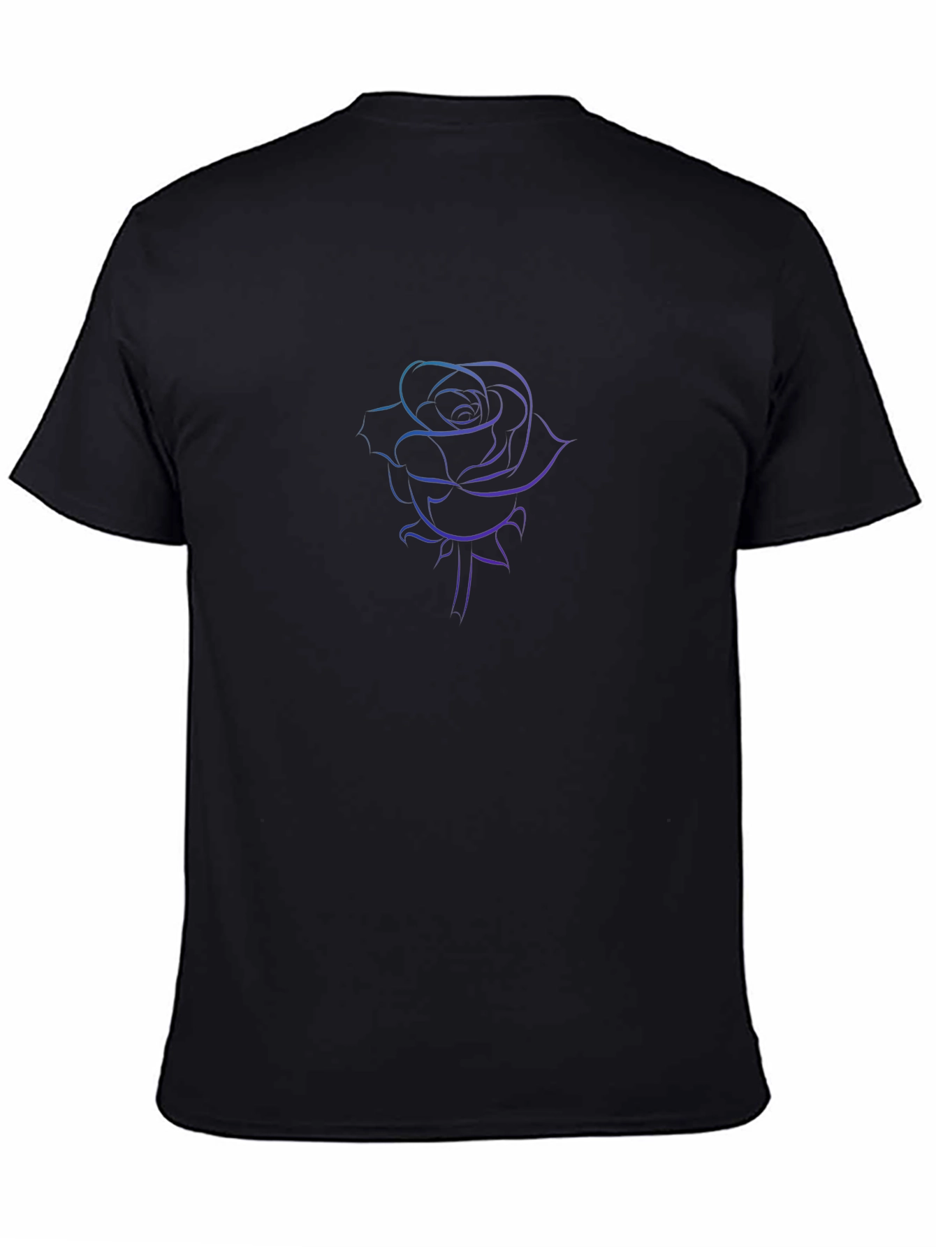 Black T-Shirt with Rose Outline Graphic