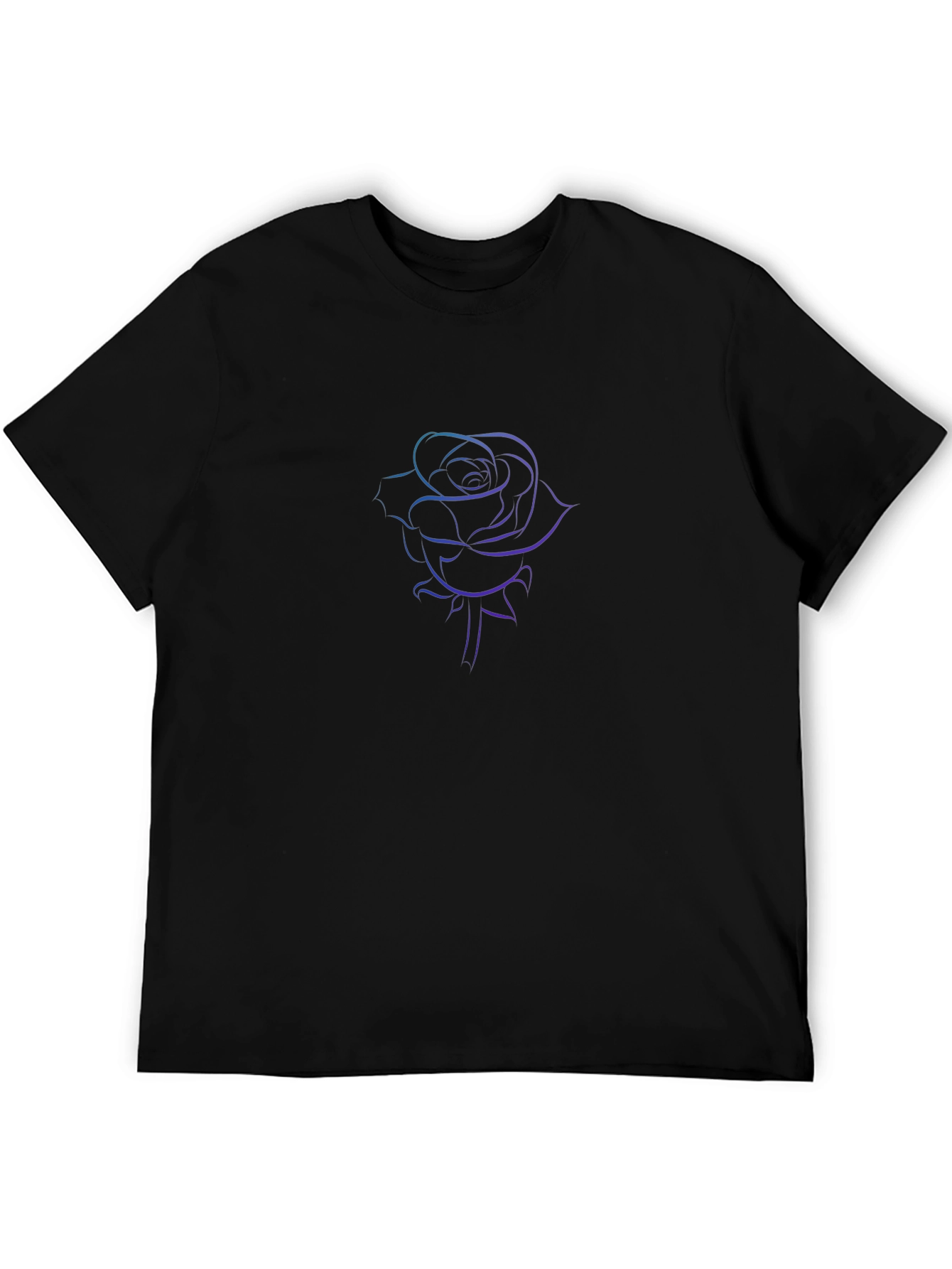 Black T-Shirt with Rose Outline Graphic