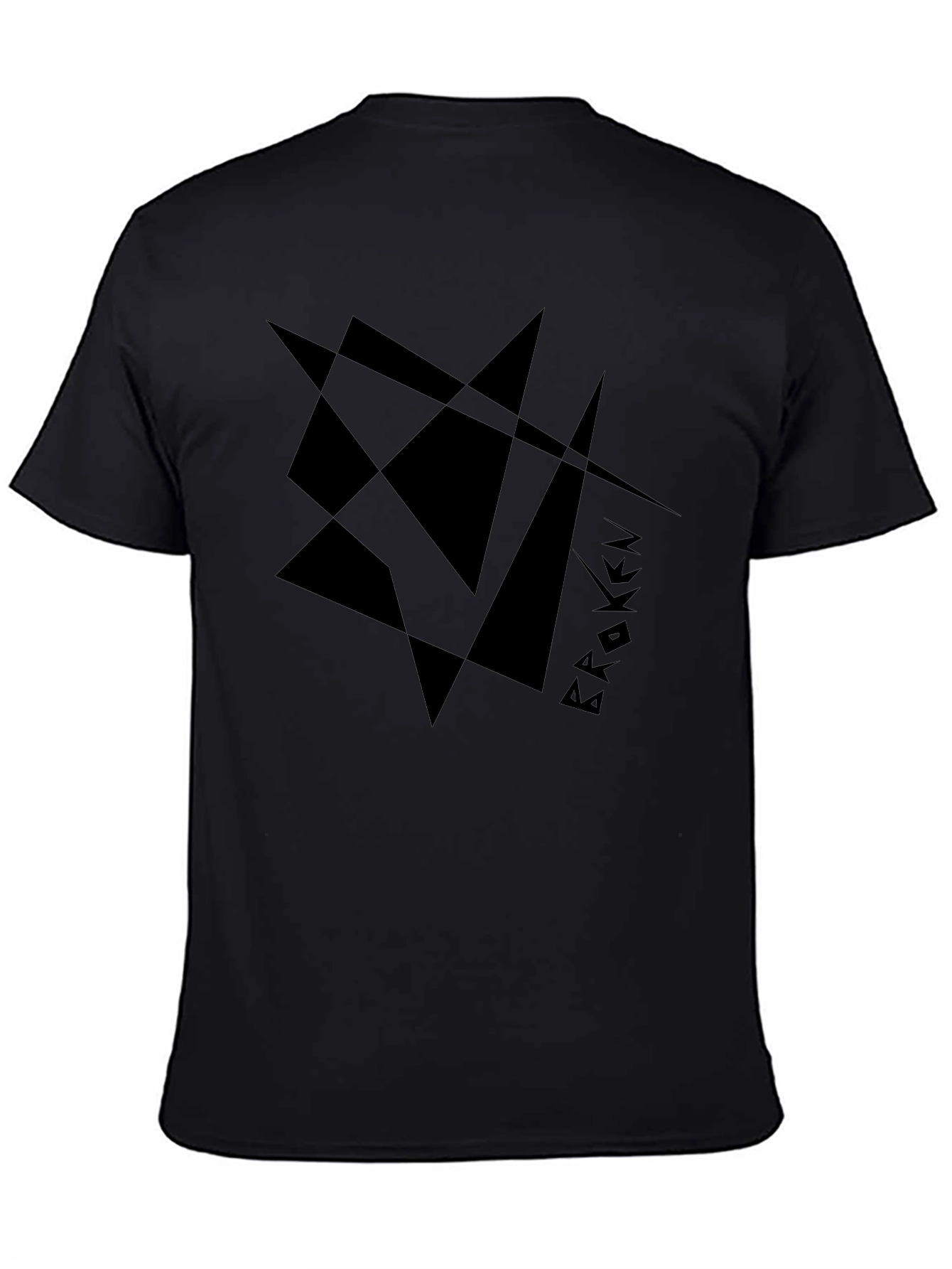 Abstract Broken Design Black T-Shirt