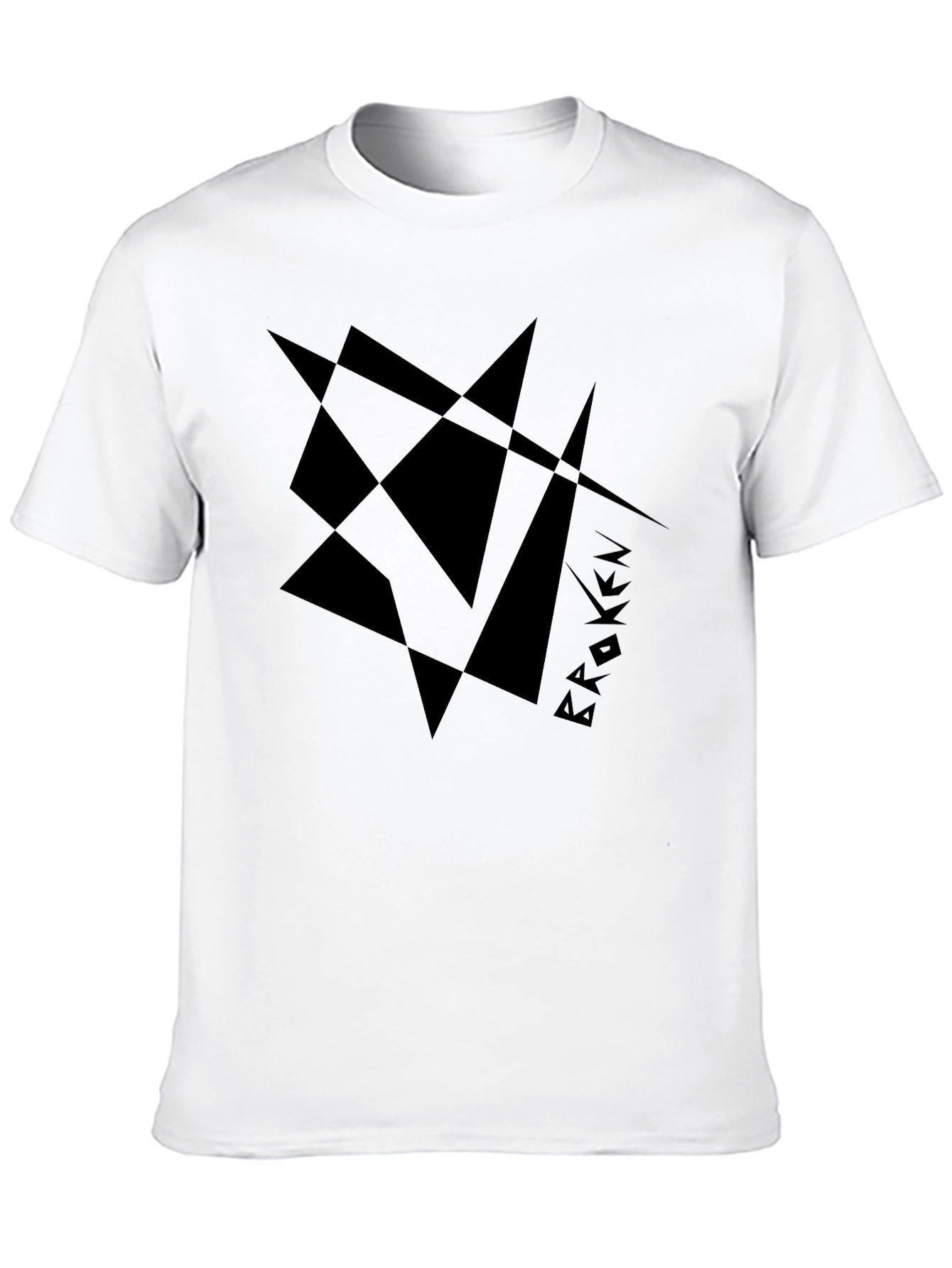 Abstract Broken Design Black T-Shirt