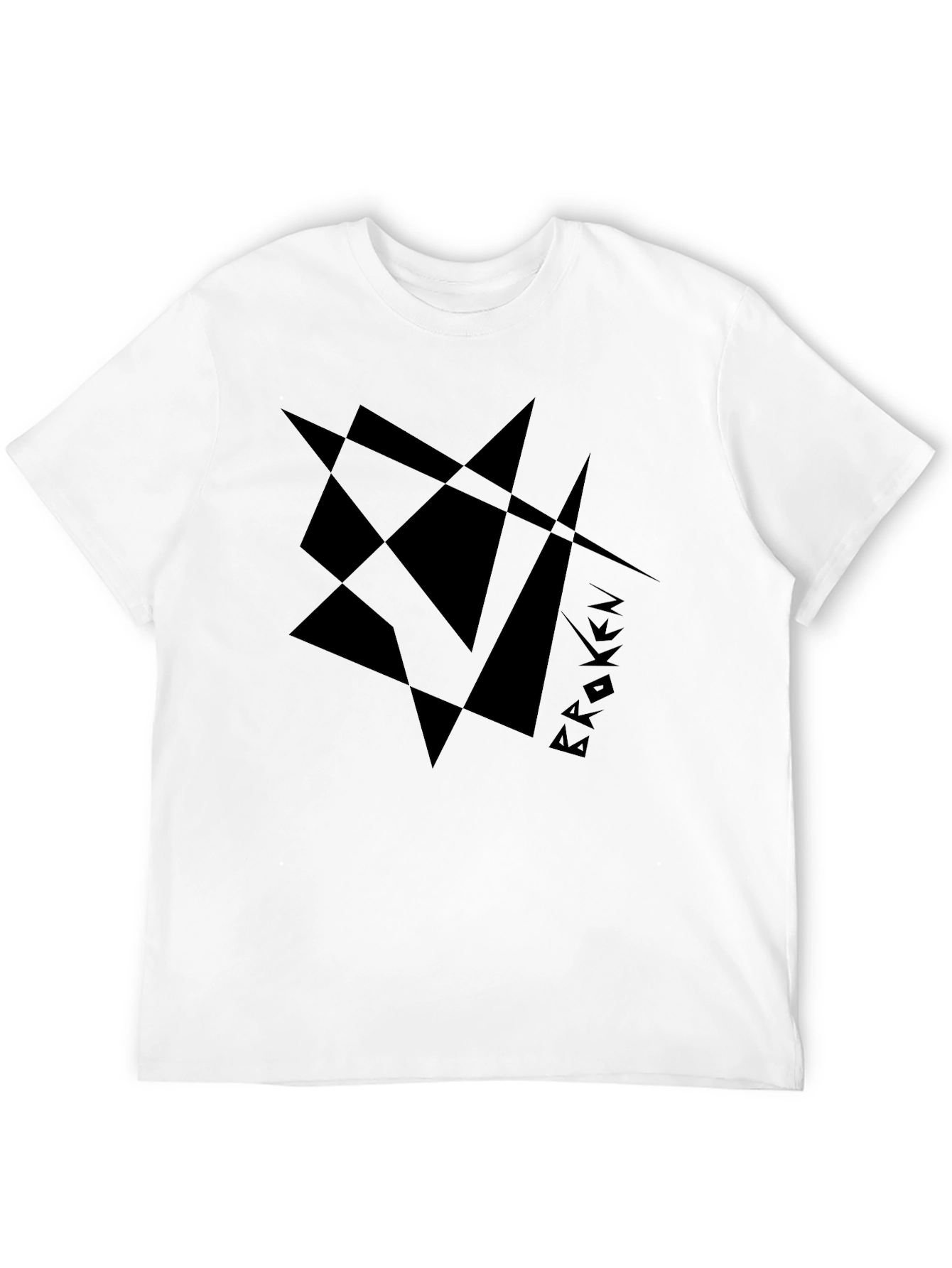 Abstract Broken Design Black T-Shirt