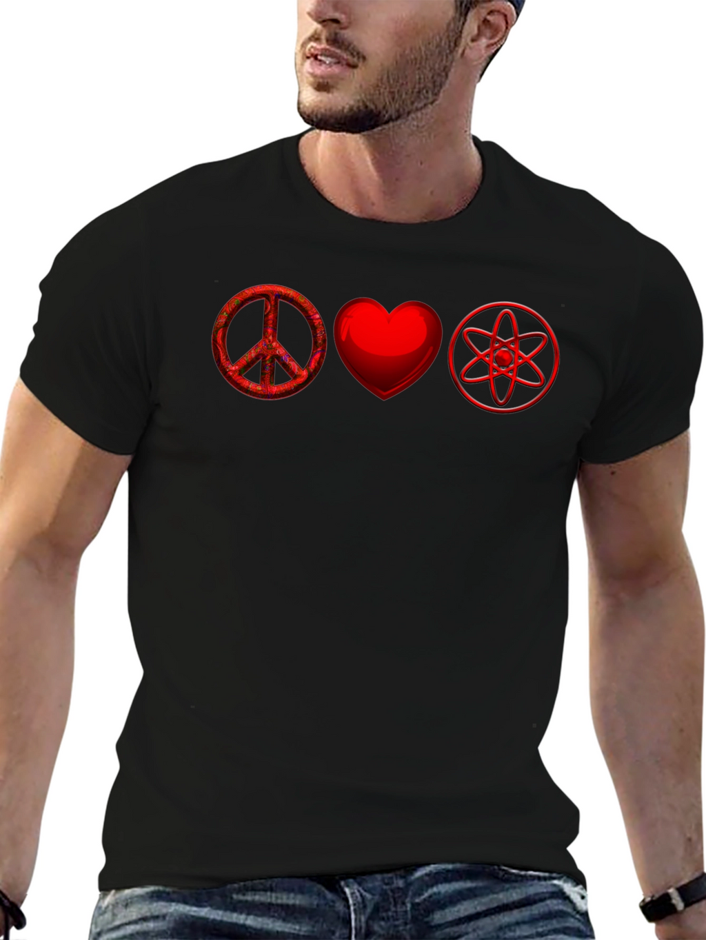 Peace Love and Science Black T-Shirt