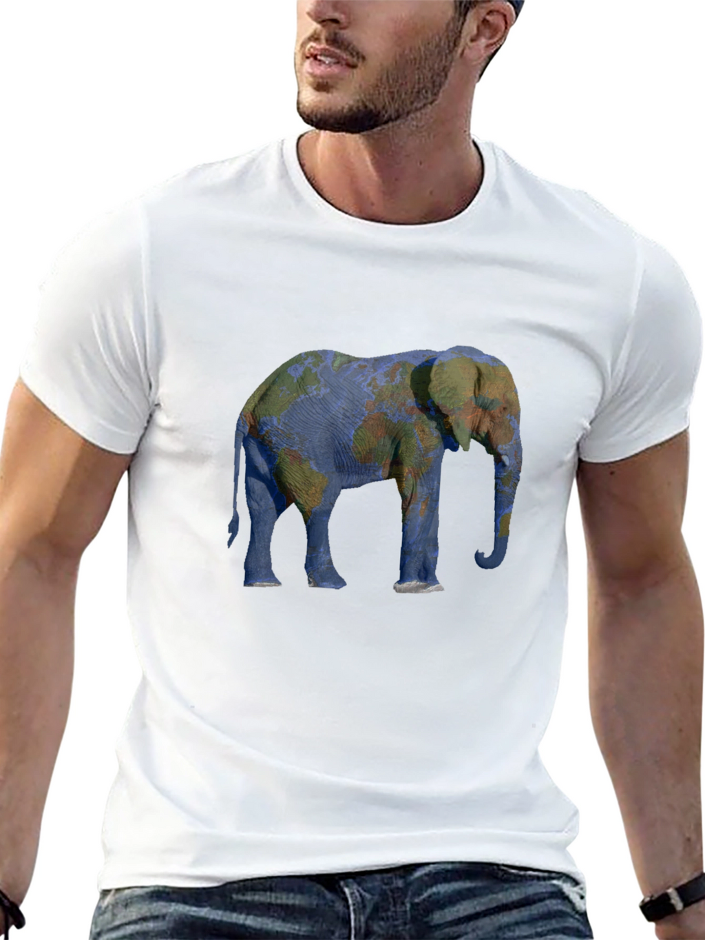 Elephant World Map Graphic Tee