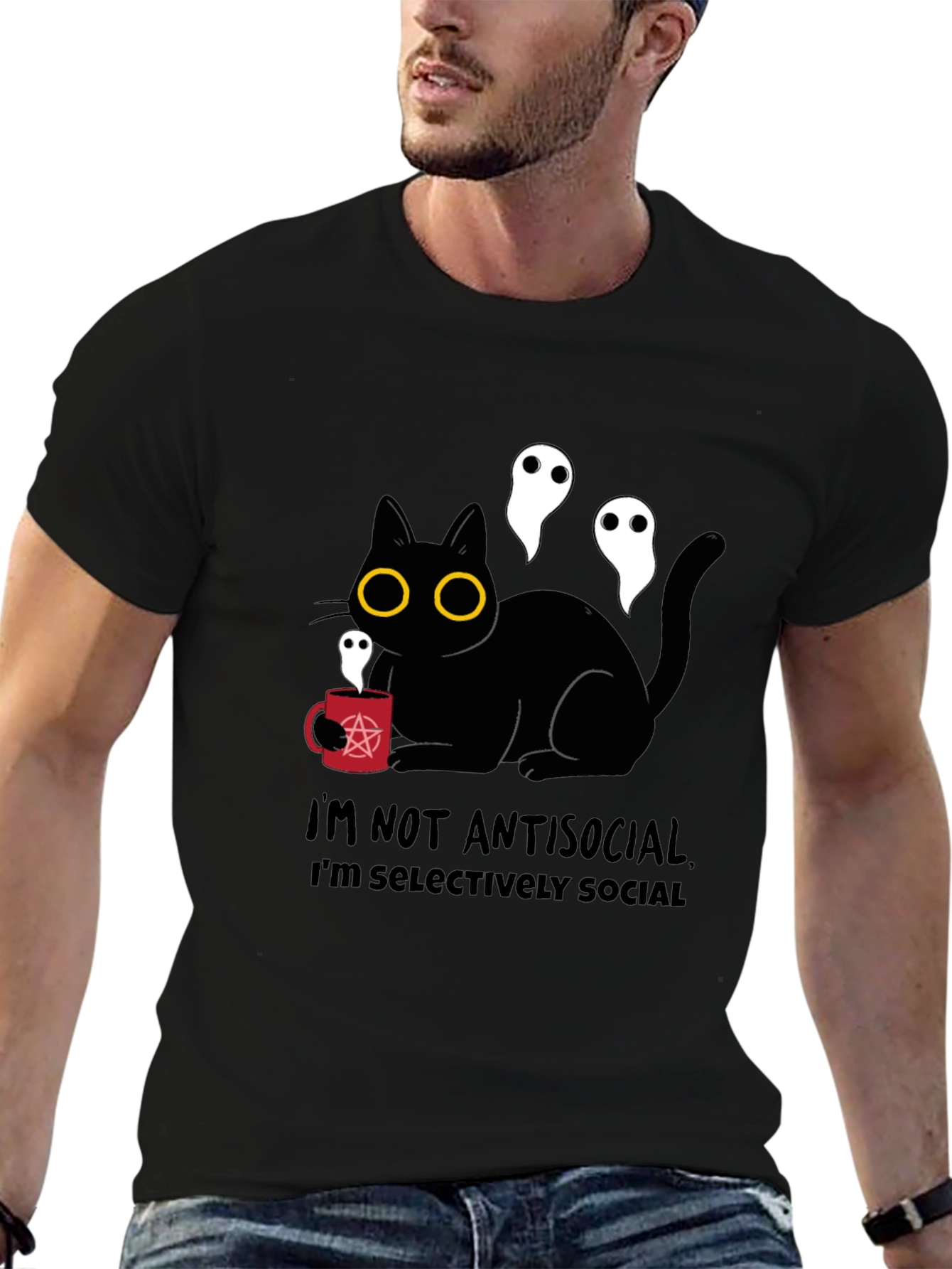 Antisocial Cat Graphic T-Shirt