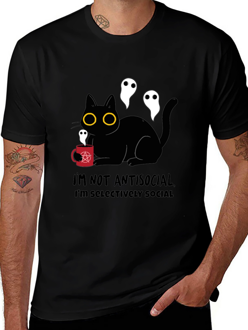 Antisocial Cat Graphic T-Shirt