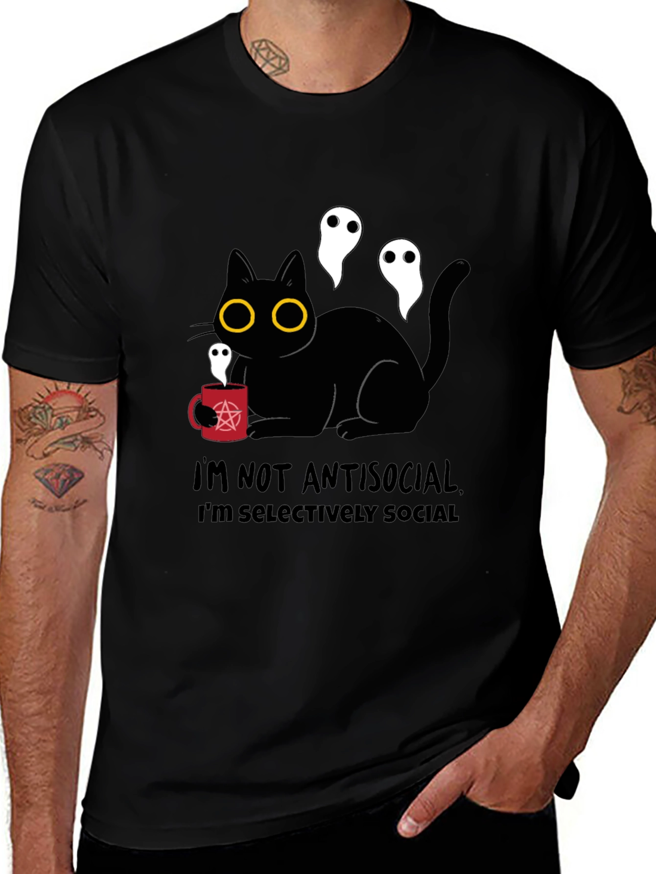 Antisocial Cat Graphic T-Shirt