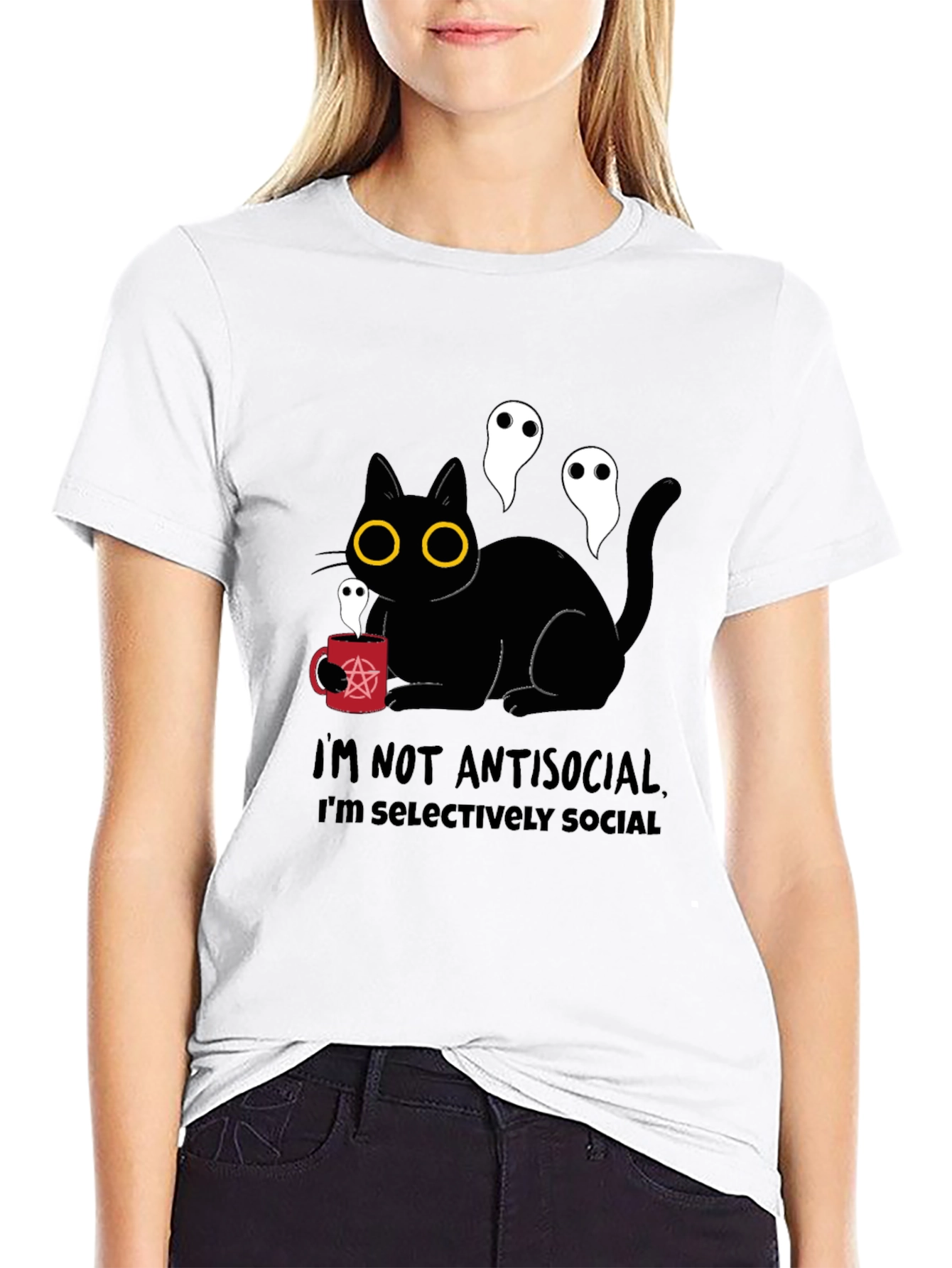 Antisocial Cat Graphic T-Shirt