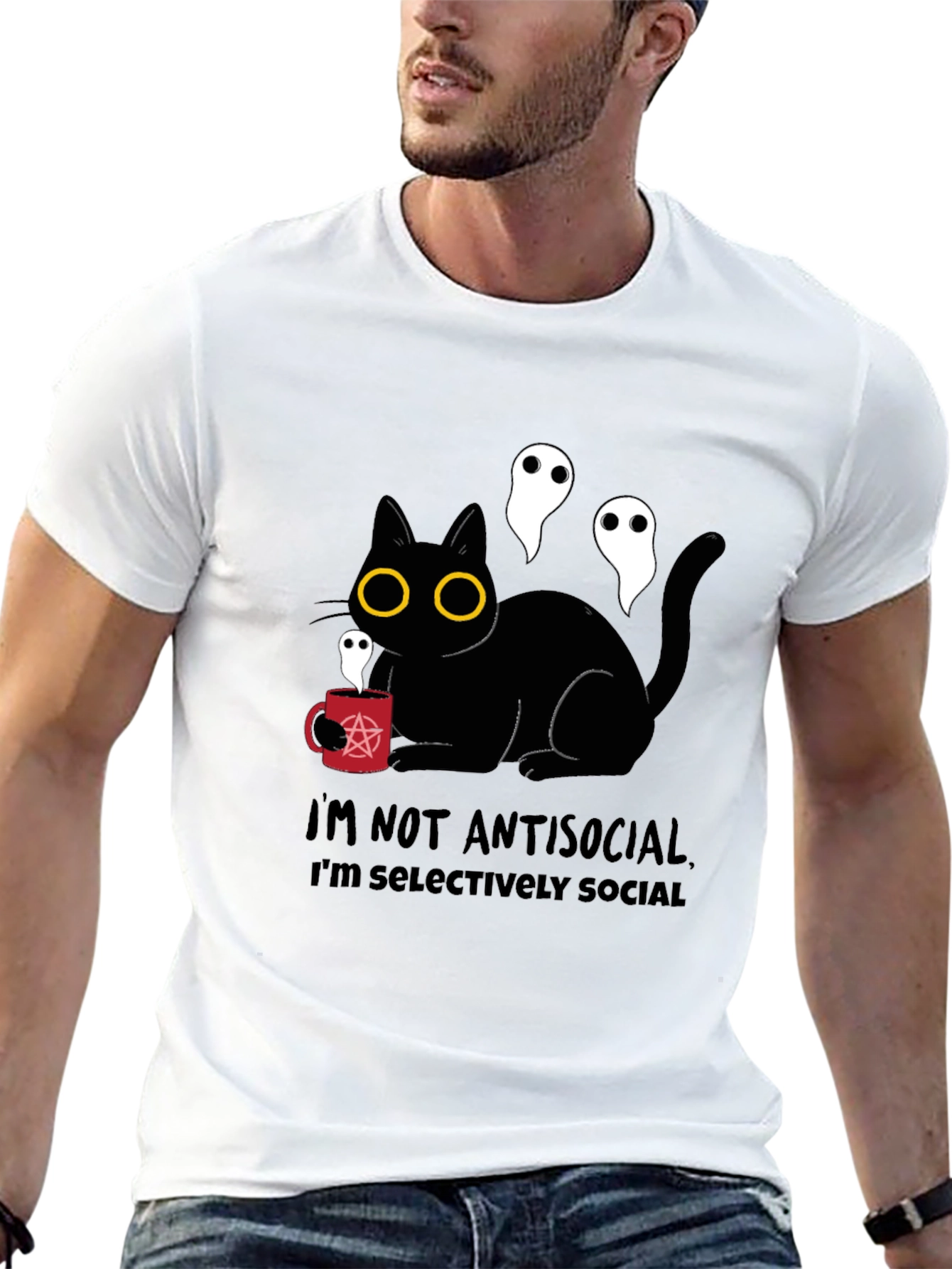 Antisocial Cat Graphic T-Shirt