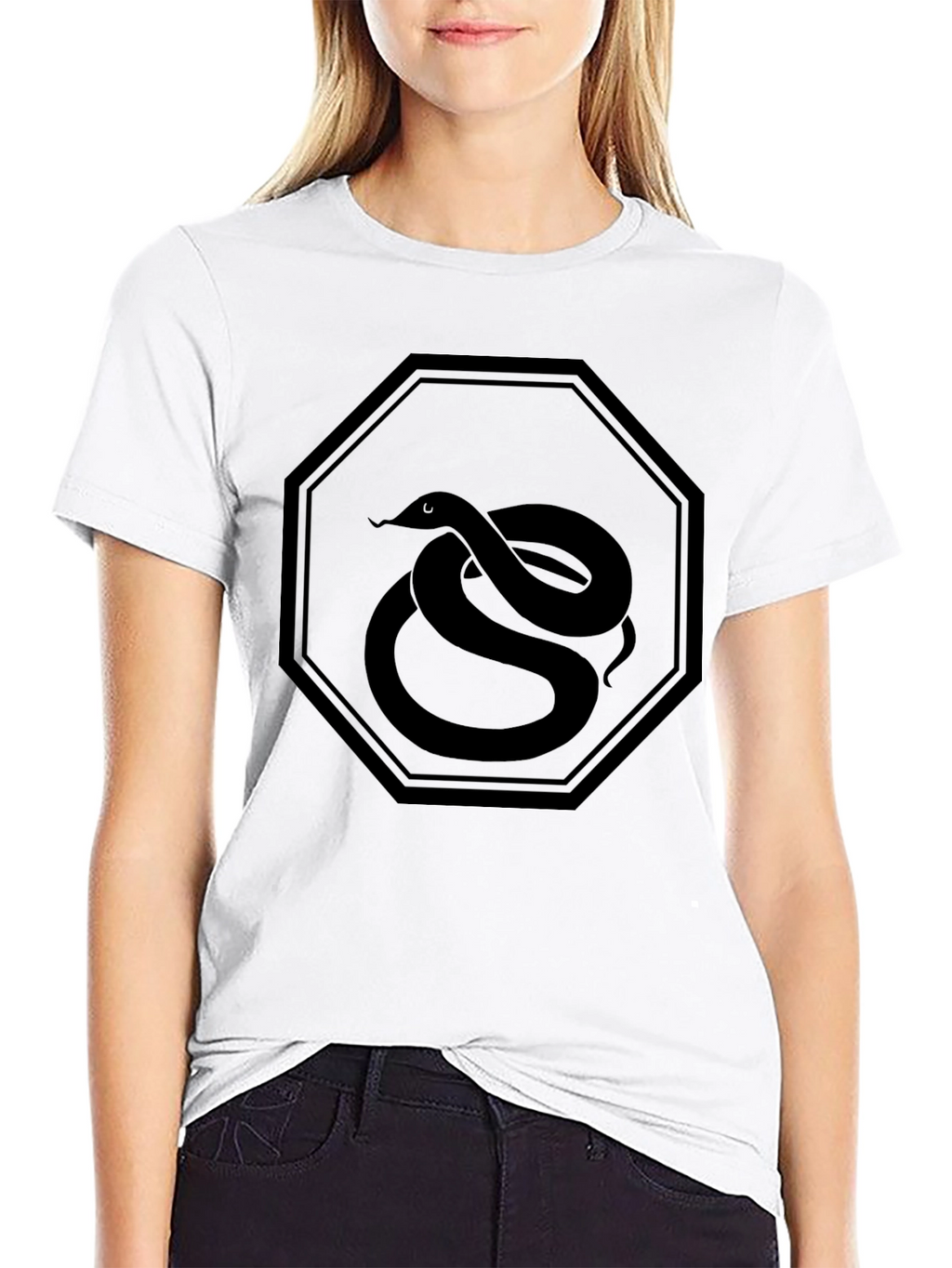 Mens Black Snake Emblem Graphic Tee