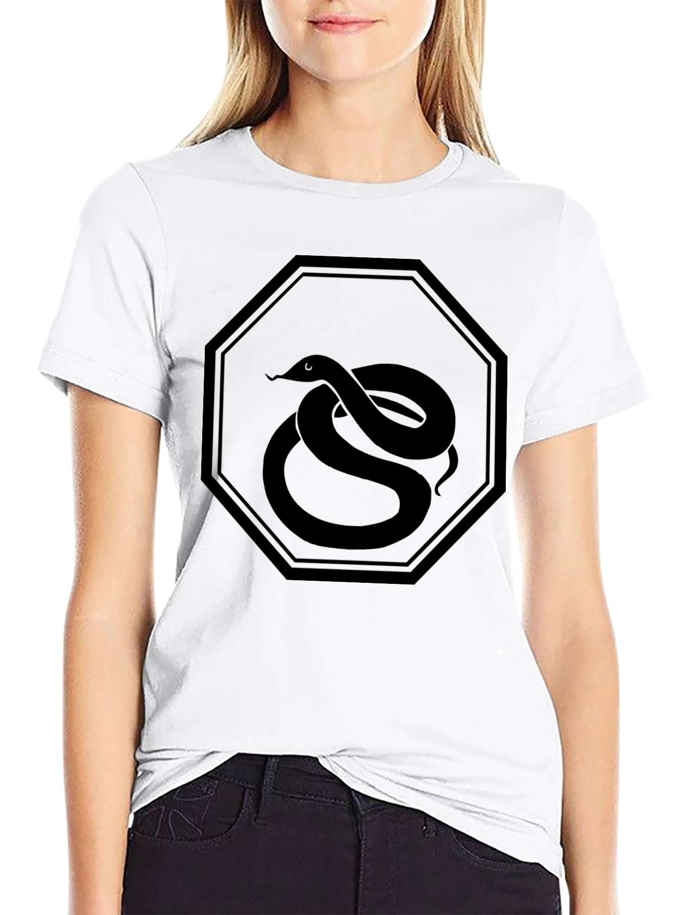 Mens Black Snake Emblem Graphic Tee