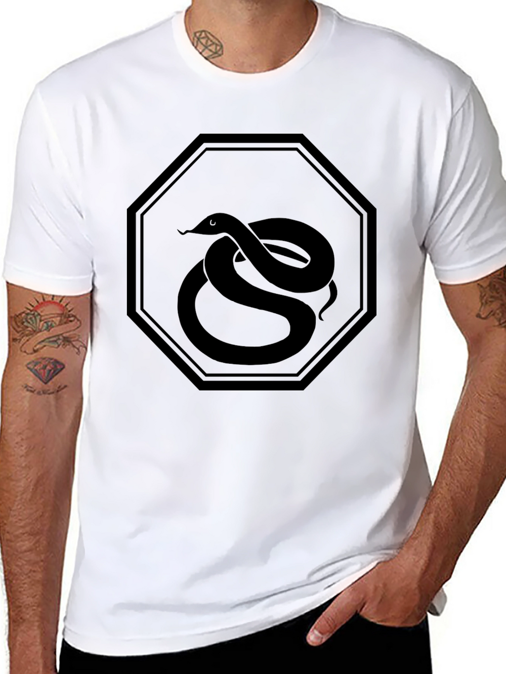 Mens Black Snake Emblem Graphic Tee